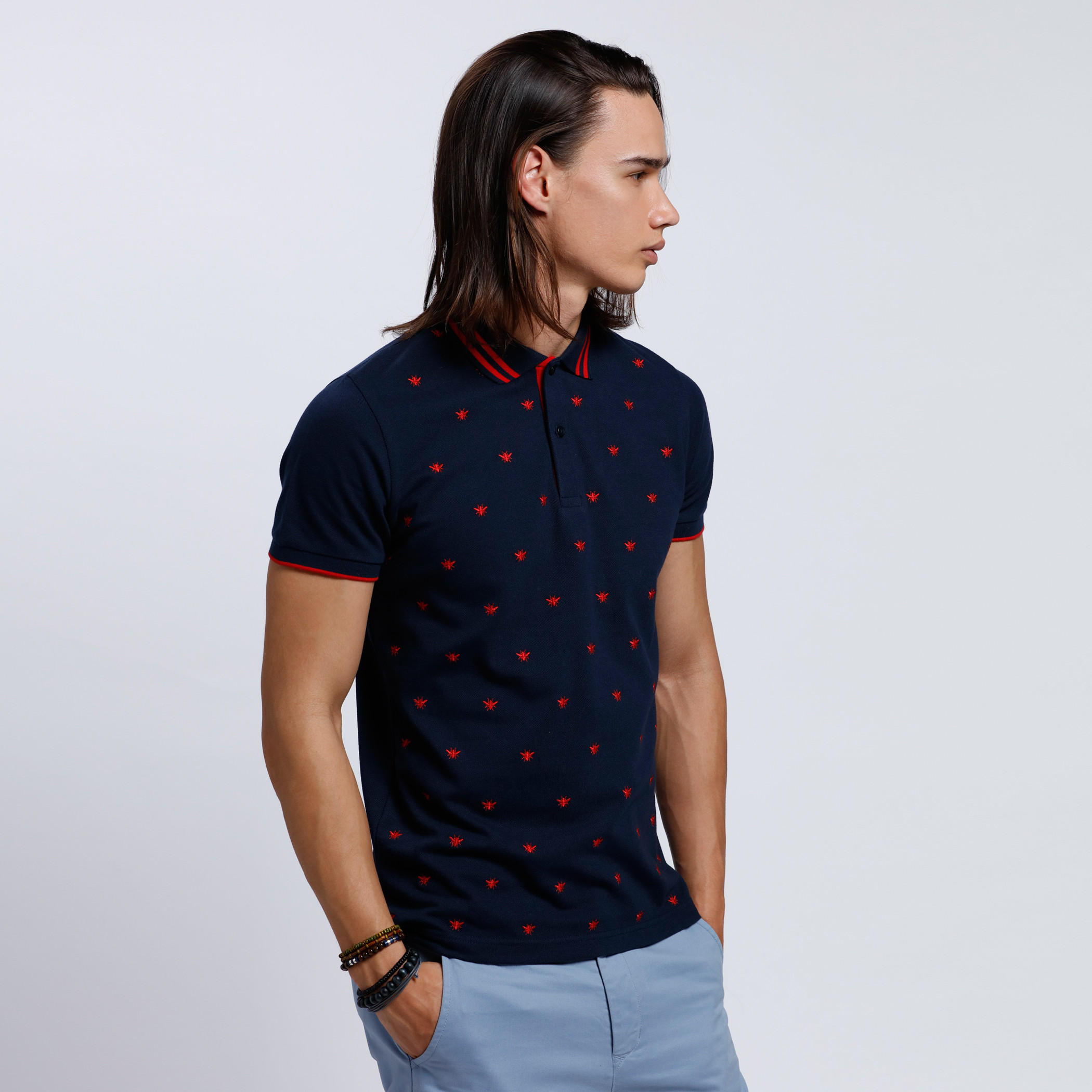 Printed Polo Neck T-Shirt with Short Sleeves-men-clothing-tshirtsandpolos-polos-image-3