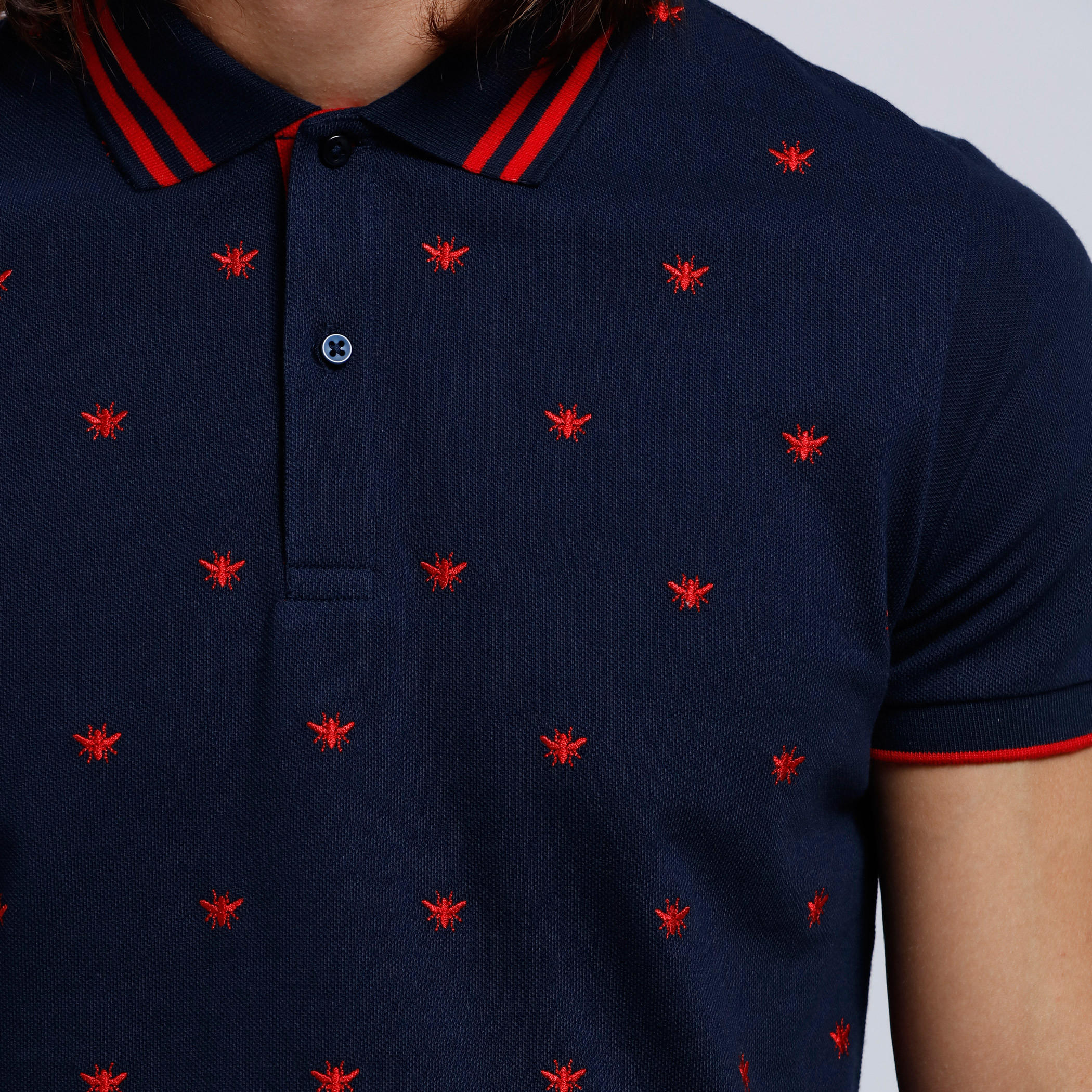 Printed Polo Neck T-Shirt with Short Sleeves-men-clothing-tshirtsandpolos-polos-image-4