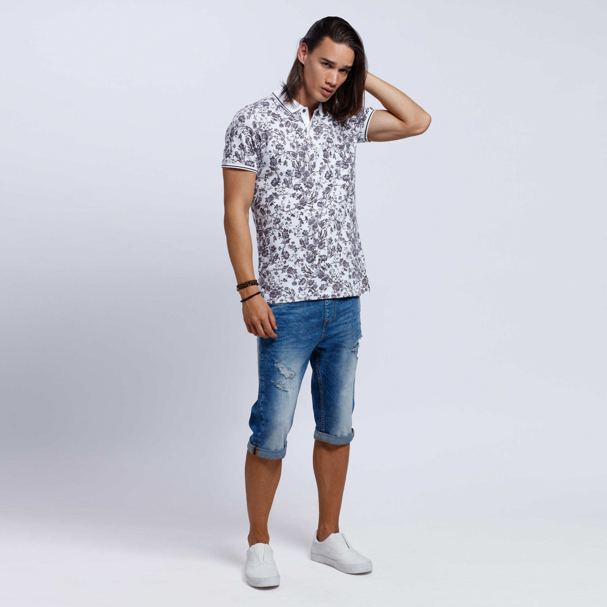 Printed Polo Neck T-Shirt with Short Sleeves-men-clothing-tshirtsandpolos-polos-image-5