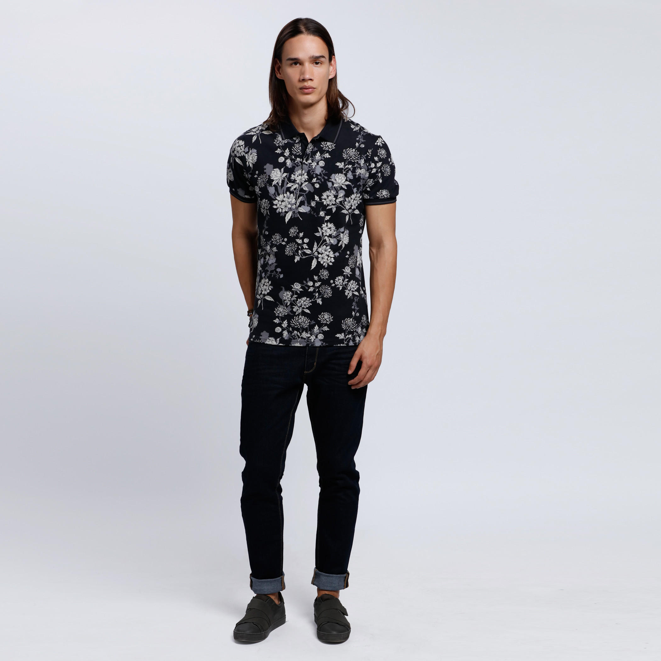 Printed Polo Neck T-Shirt with Short Sleeves-men-clothing-tshirtsandpolos-polos-image-5