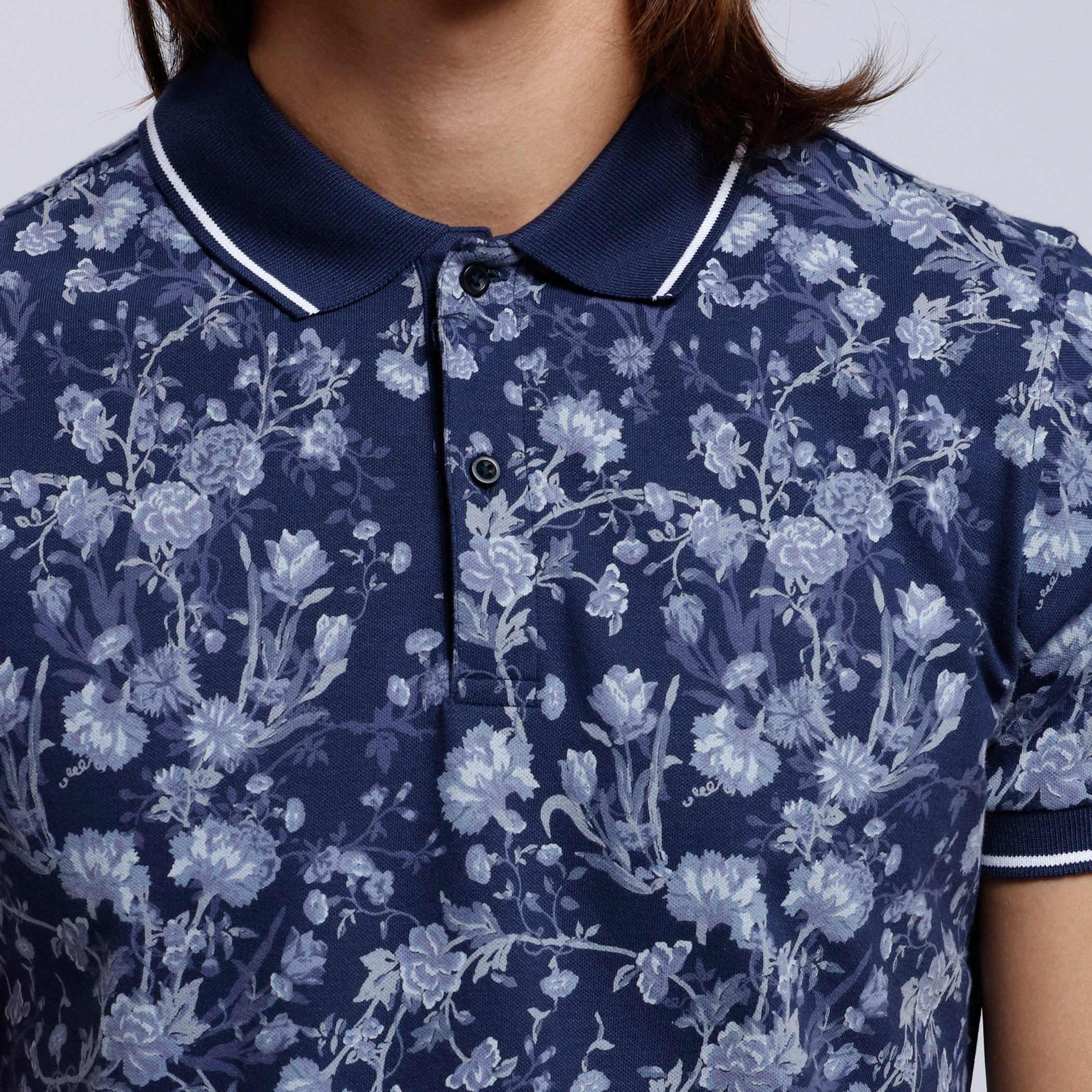 Organic Cotton Printed Polo Neck T-Shirt with Short Sleeves-men-clothing-tshirtsandpolos-polos-image-4