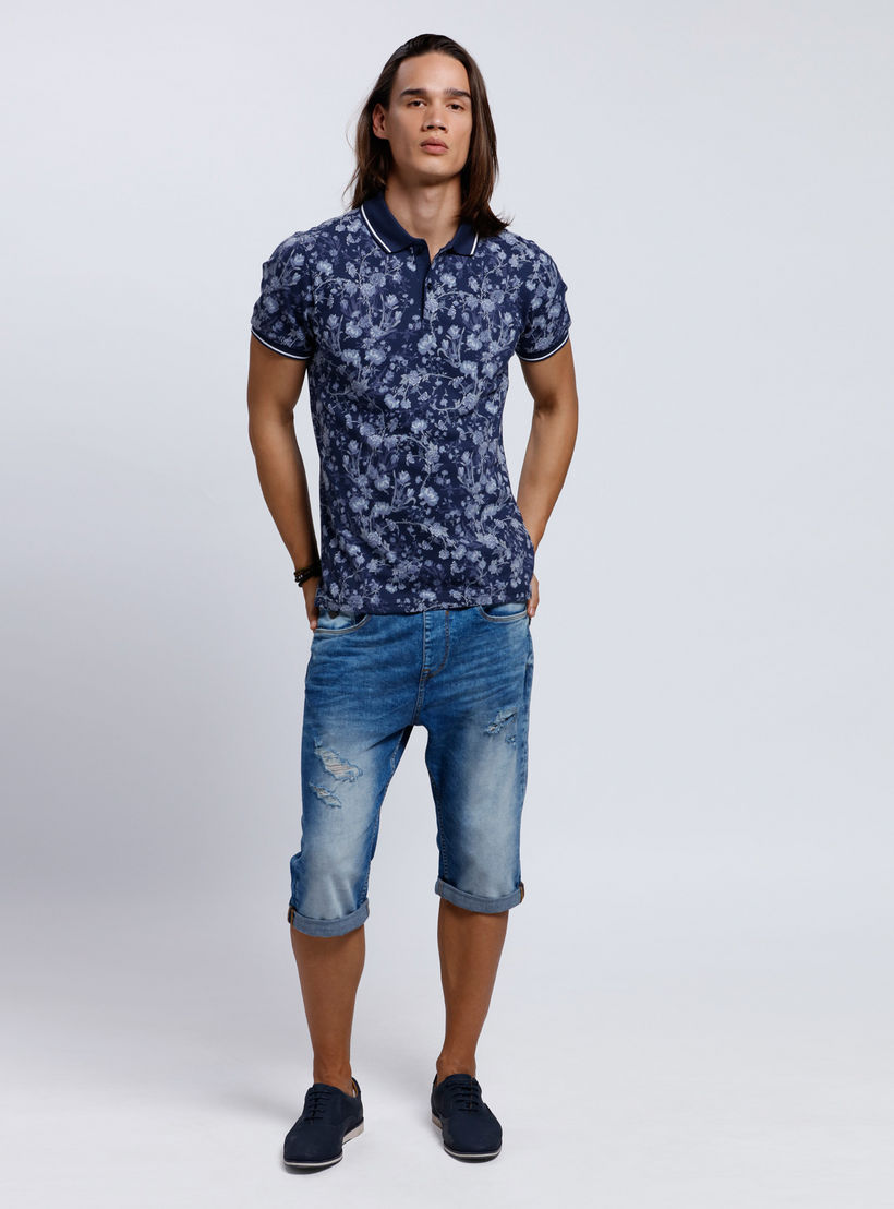 Organic Cotton Printed Polo Neck T-Shirt with Short Sleeves-men-clothing-tshirtsandpolos-polos-image-5