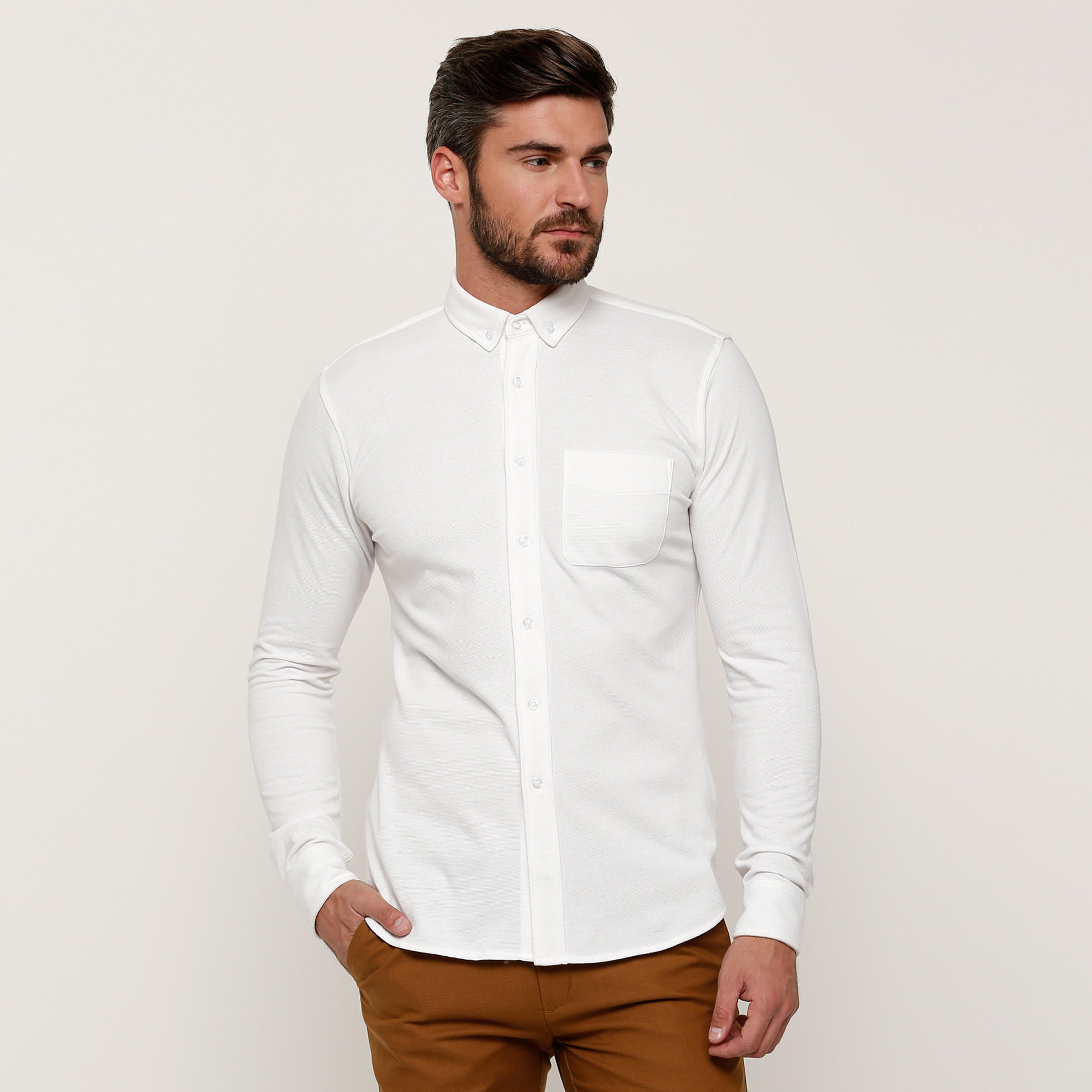 Shirt with Long Sleeves and Complete Placket-men-clothing-shirts-image-1