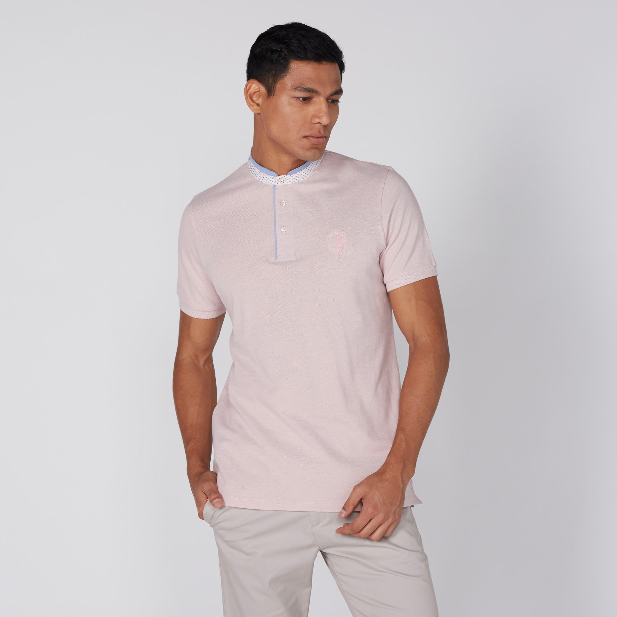 Mandarin Neck T-Shirt with Short Sleeves-men-clothing-tshirtsandpolos-tshirts-image-1