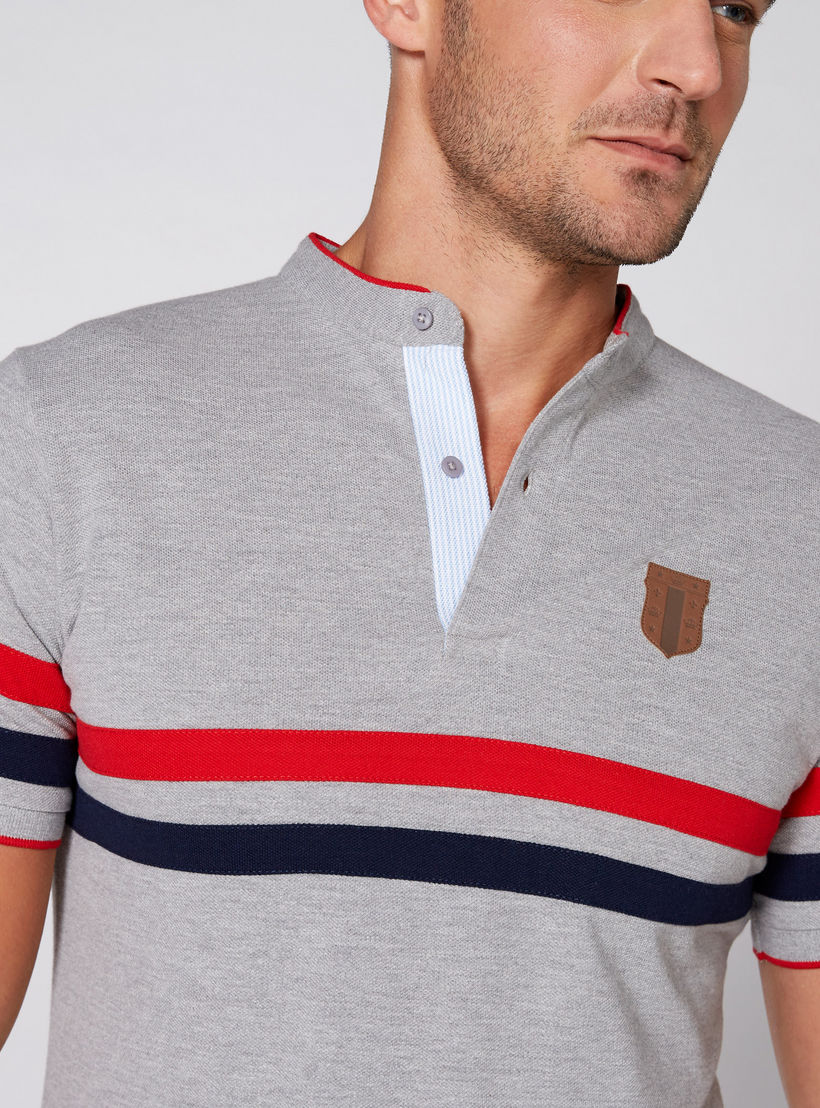 تيشيرت مقلّم بياقة ماندارين وأكمام قصيرة-men-clothing-tshirtsandpolos-tshirts-image-2