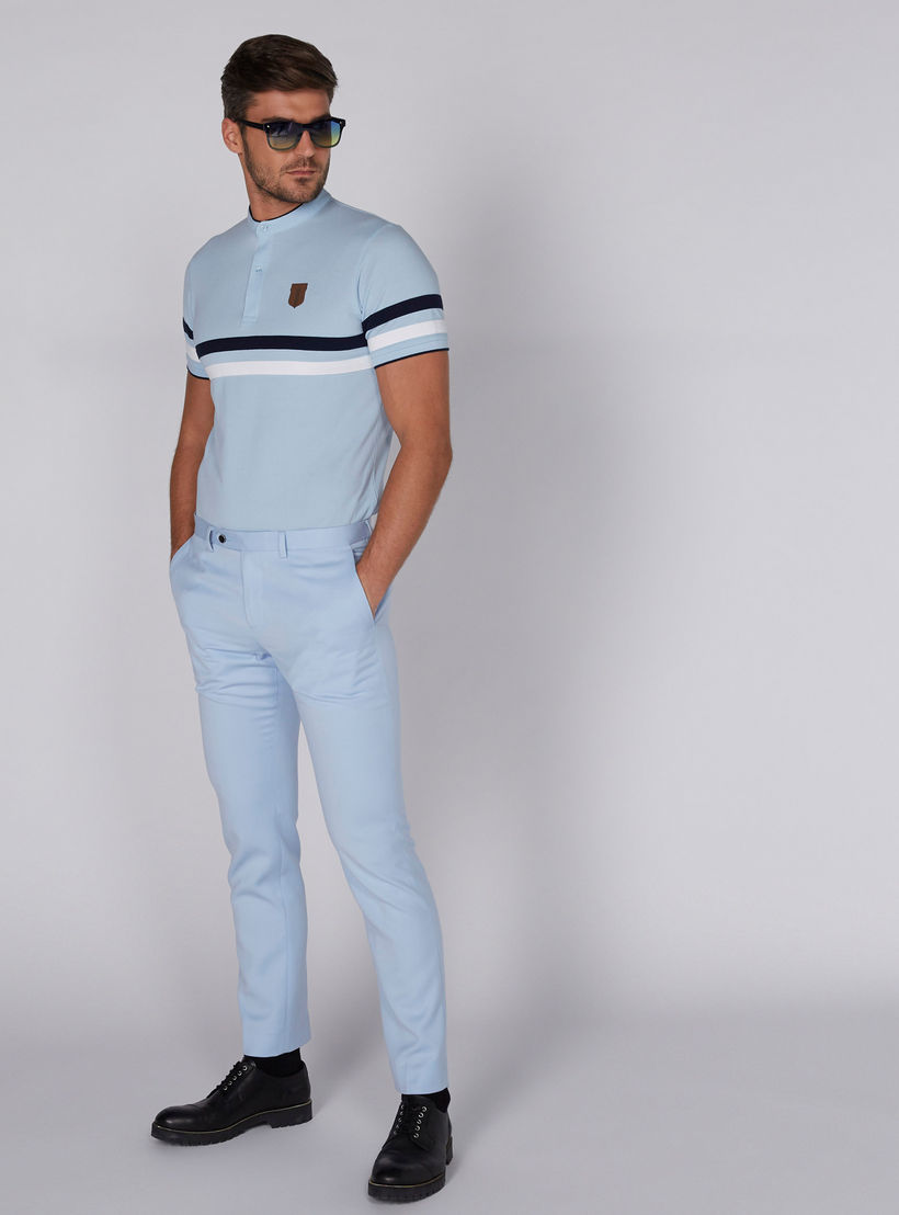 تيشيرت مقلّم بياقة ماندارين وأكمام قصيرة-men-clothing-tshirtsandpolos-tshirts-image-2