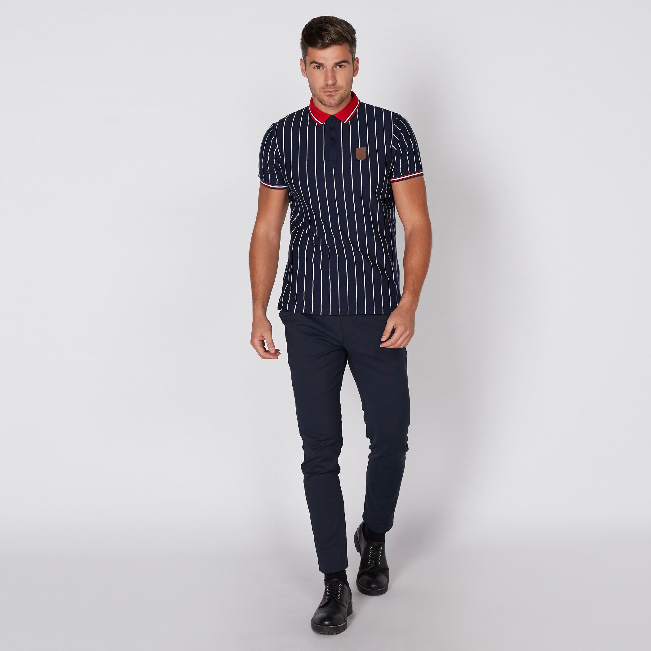 تيشيرت مقلّم بياقة بولو وأكمام قصيرة-men-clothing-tshirtsandpolos-polos-image-2