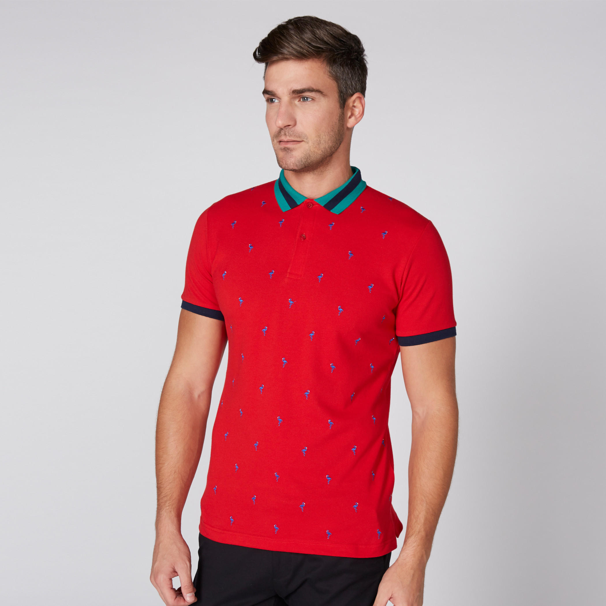 Embroidered T-Shirt with Polo Neck and Short Sleeves-men-clothing-tshirtsandpolos-tshirts-image-1