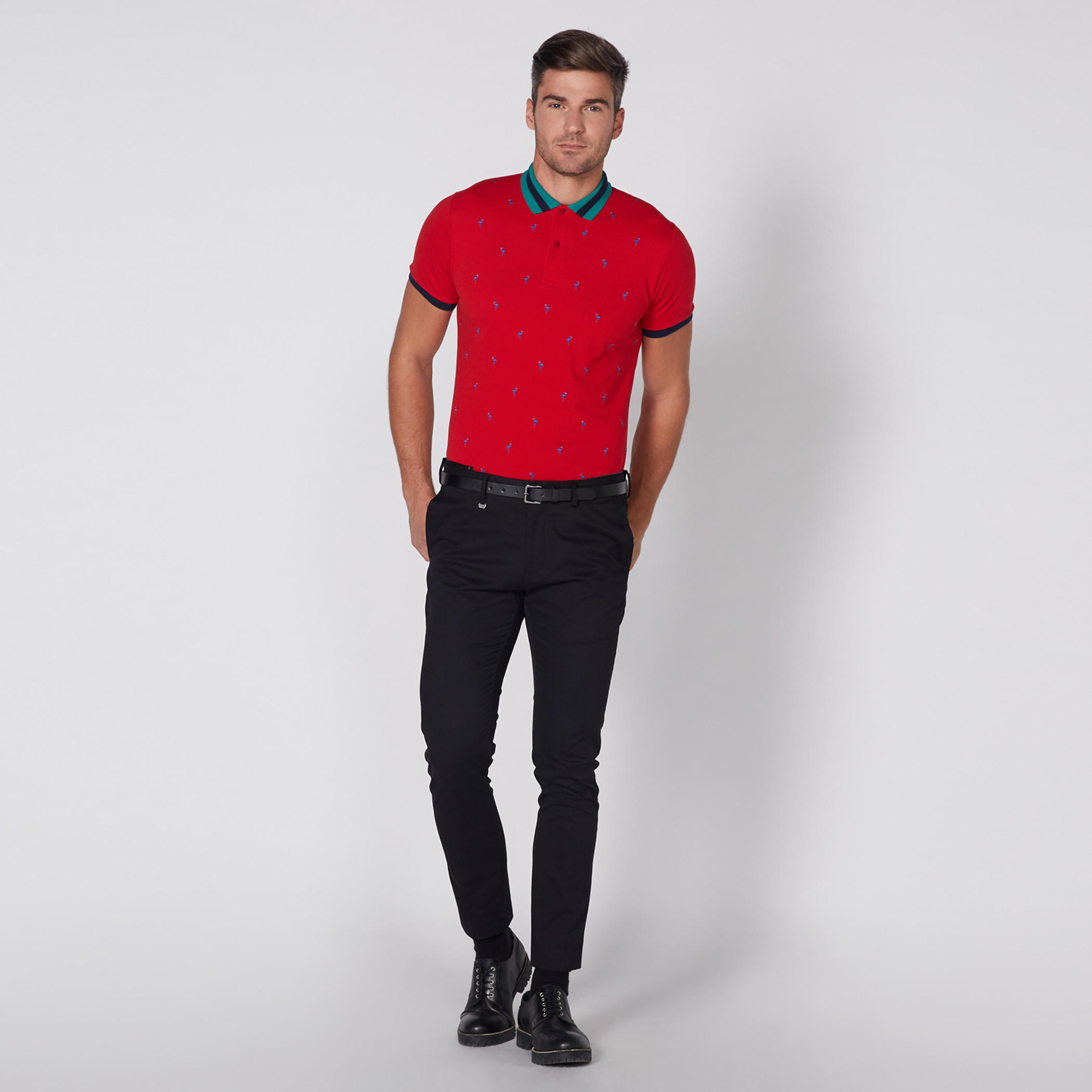 Embroidered T-Shirt with Polo Neck and Short Sleeves-men-clothing-tshirtsandpolos-tshirts-image-2