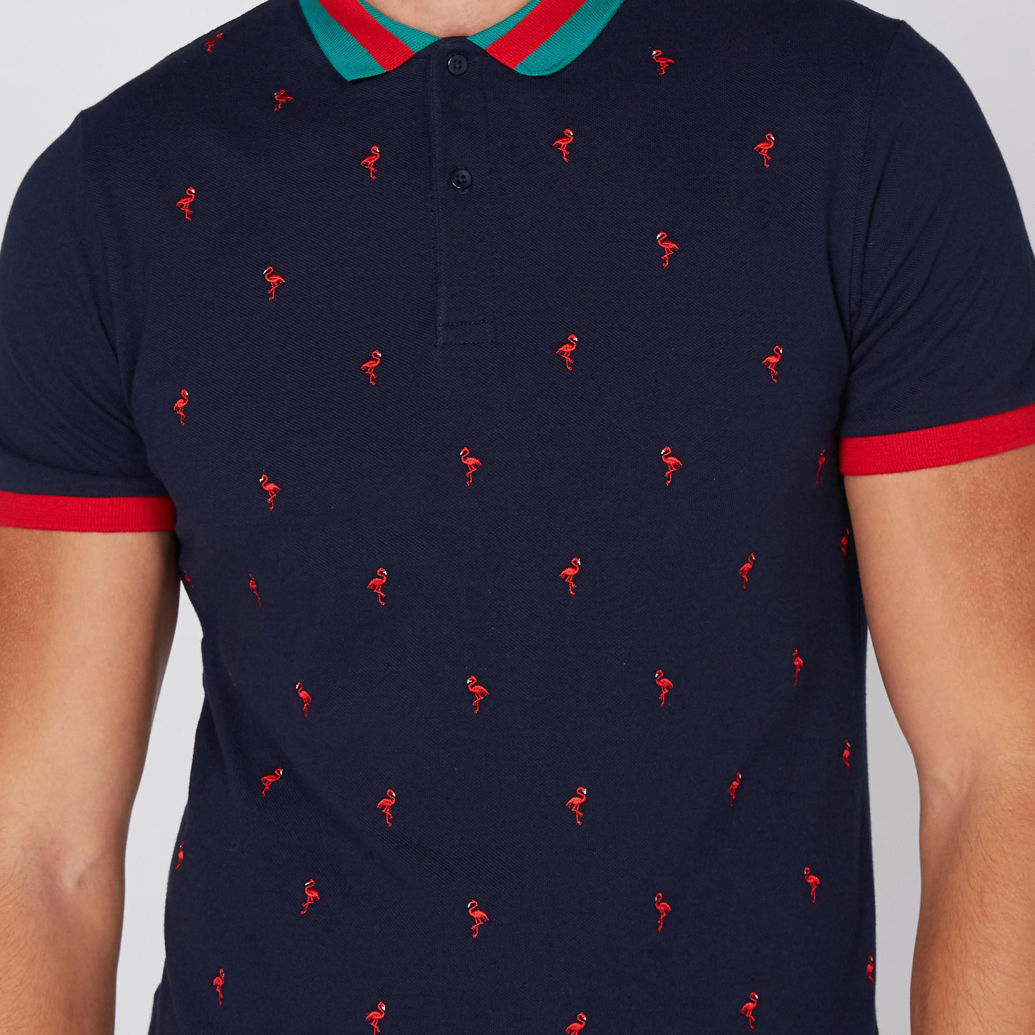 Embroidered T-Shirt with Polo Neck and Short Sleeves-men-clothing-tshirtsandpolos-polos-image-2