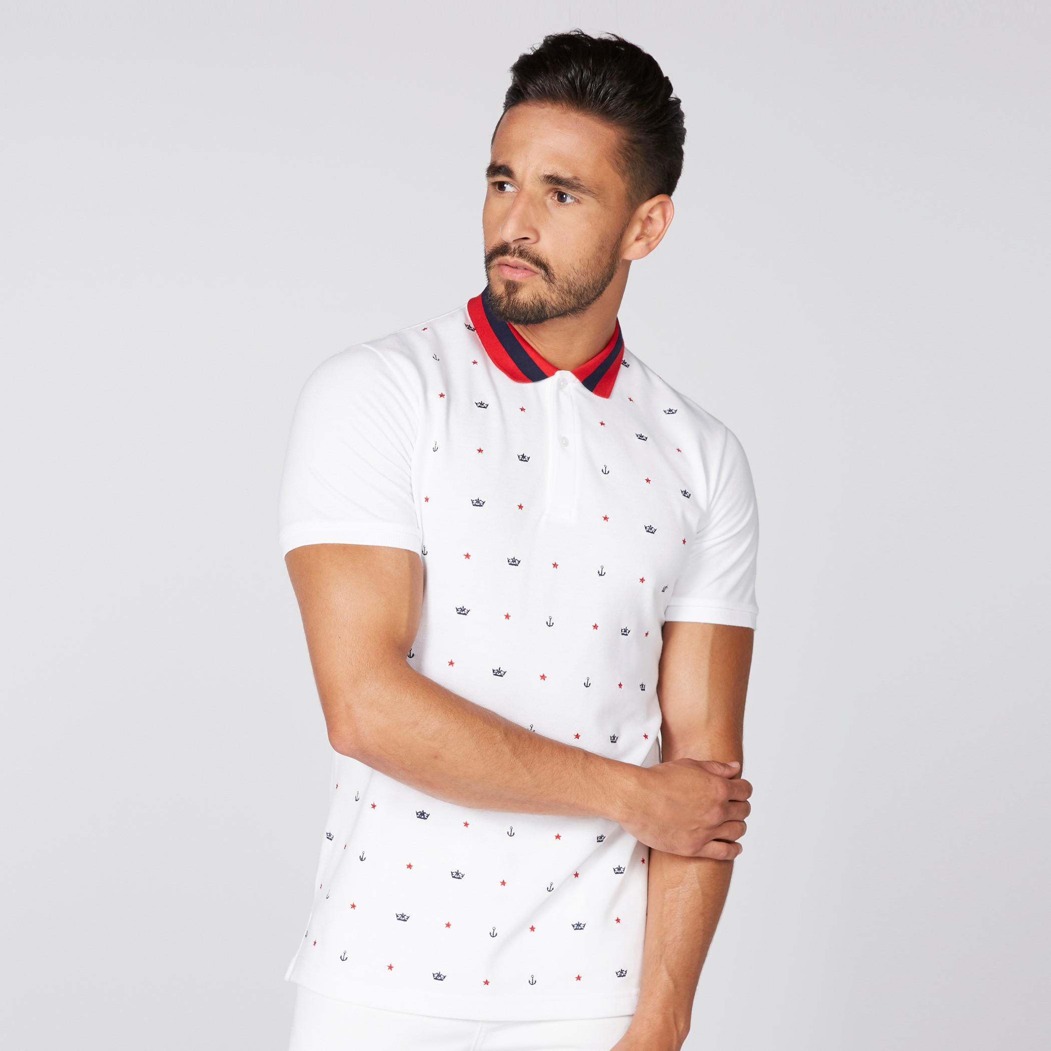 تيشيرت مطرّز بياقة بولو وأكمام قصيرة-men-clothing-tshirtsandpolos-polos-image-1