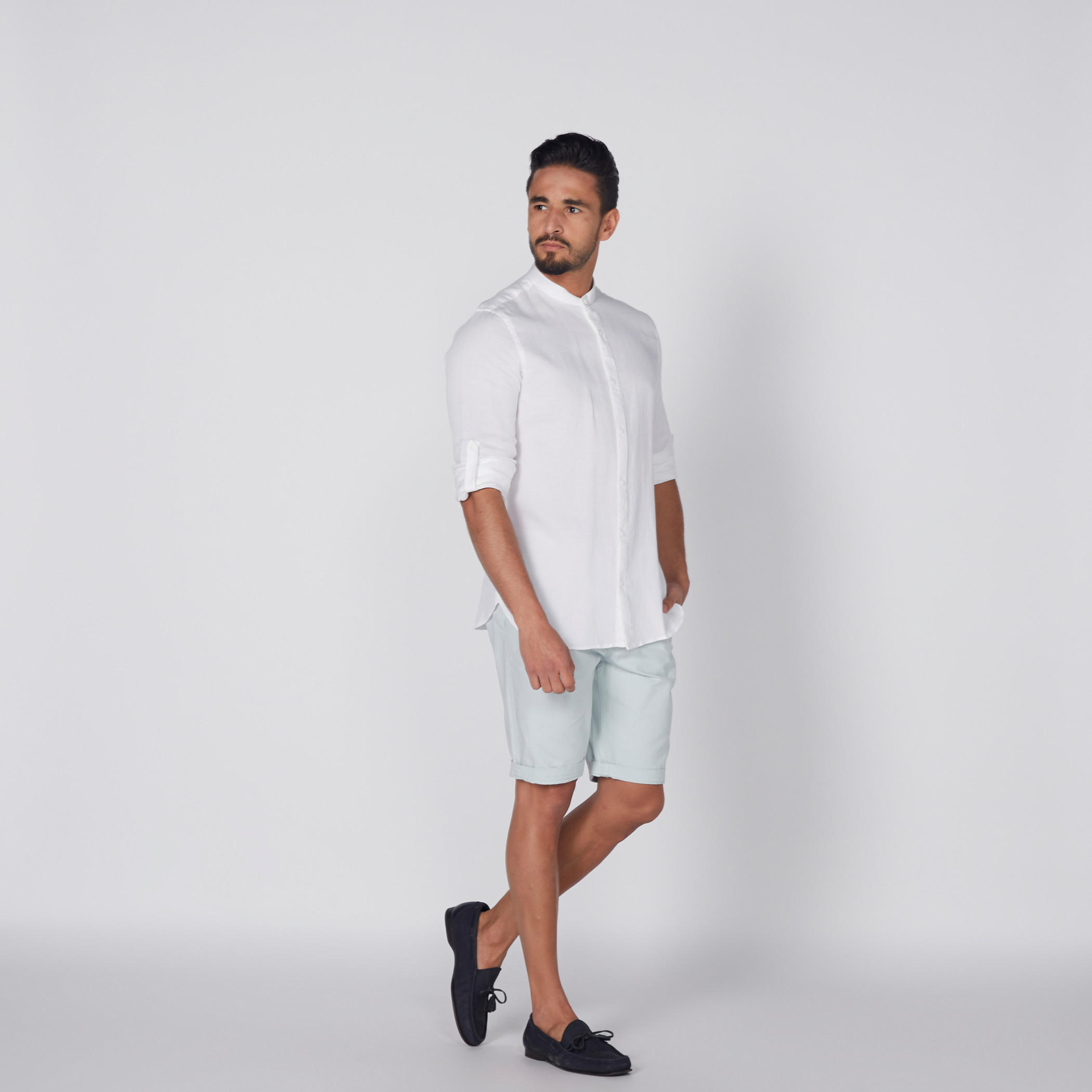 قميص بأكمام طويلة وياقة ماندارين وأزرار-men-clothing-shirts-image-1