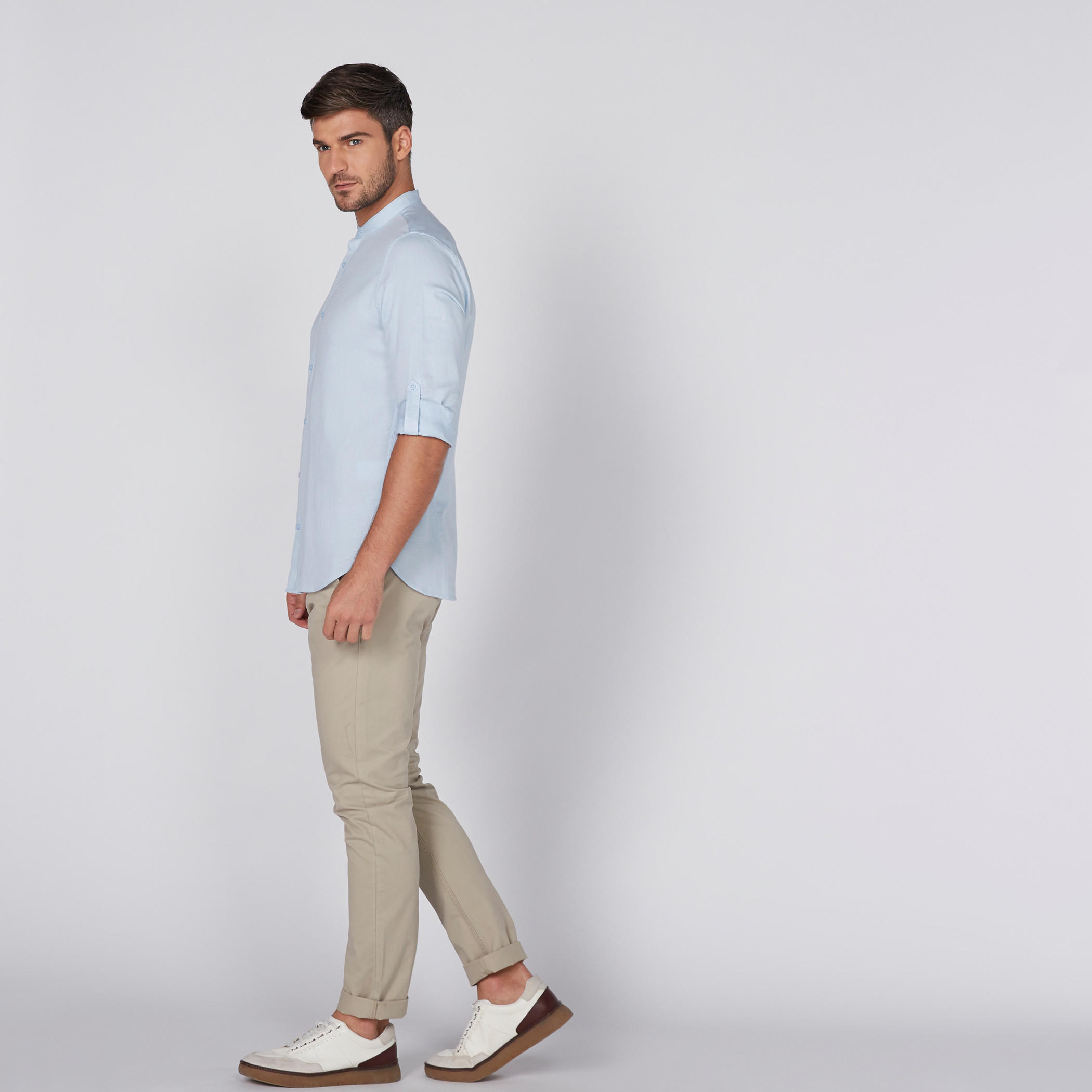 قميص بأكمام طويلة وياقة ماندارين وأزرار-men-clothing-shirts-image-3