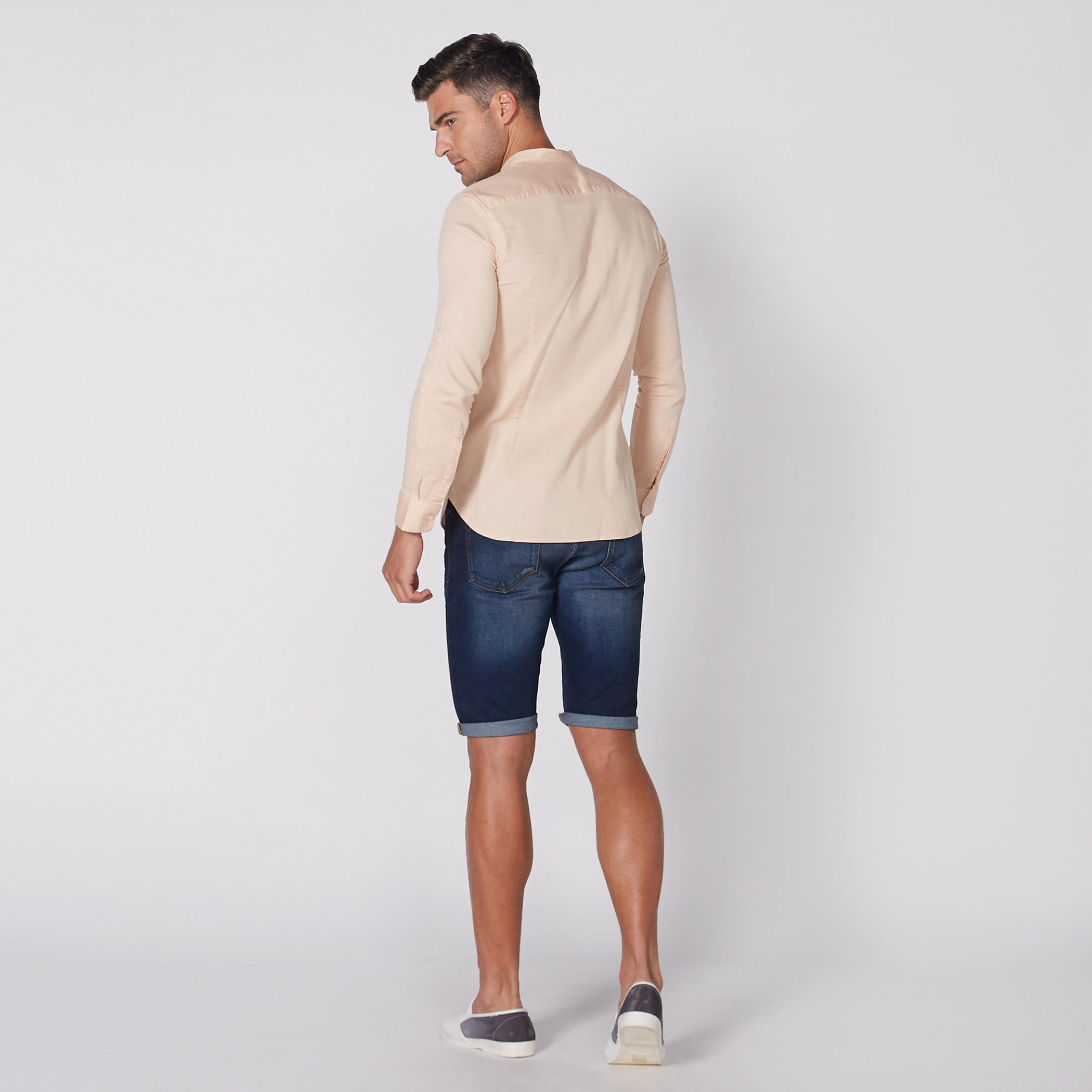 Mandarin Collar Shirt with Long Sleeves and Complete Placket-men-clothing-shirts-image-4