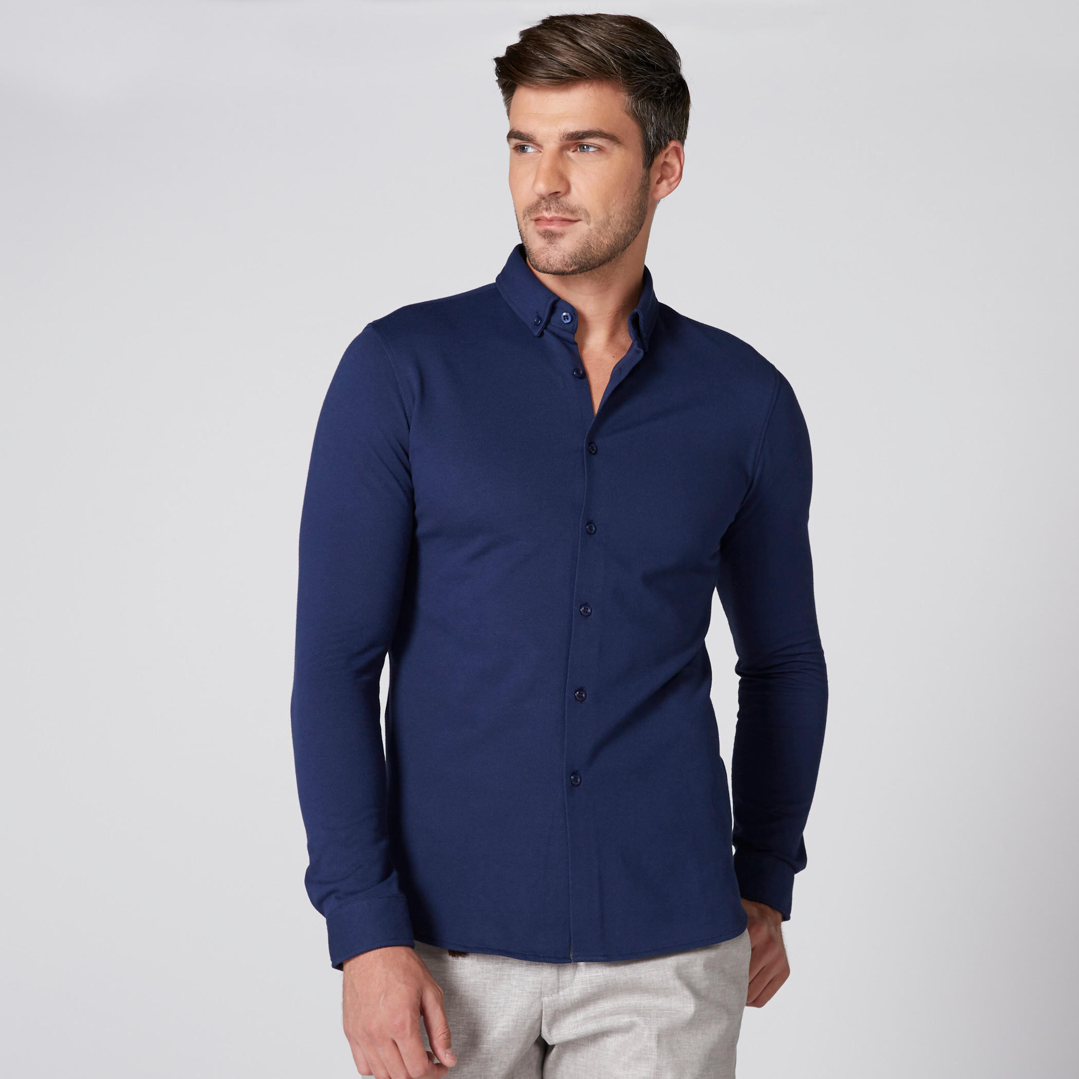 قميص بارز الملمس بأكمام طويلة وأزرار-men-clothing-shirts-image-3