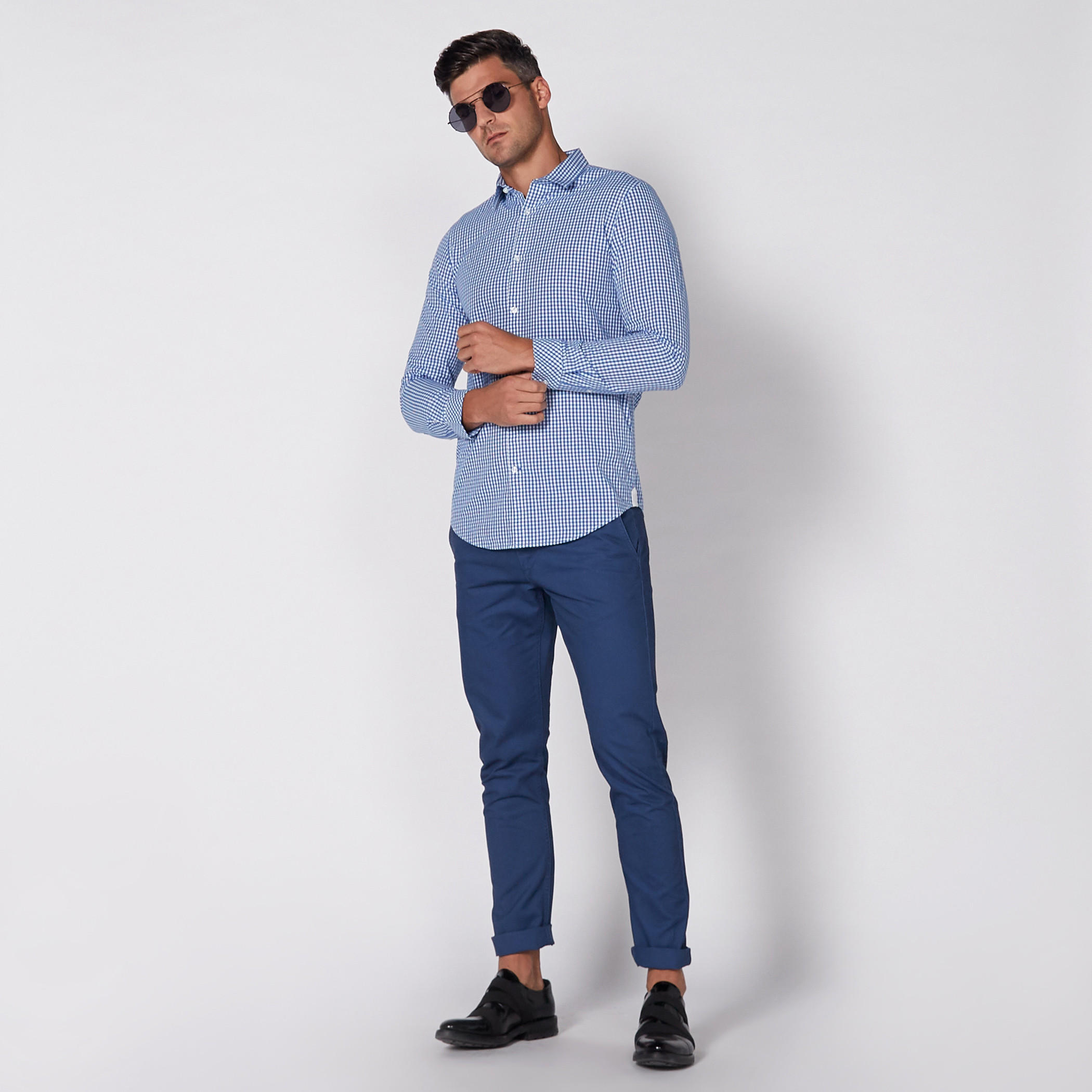 قميص كاروهات بأكمام طويلة وأزرار-men-clothing-shirts-image-2