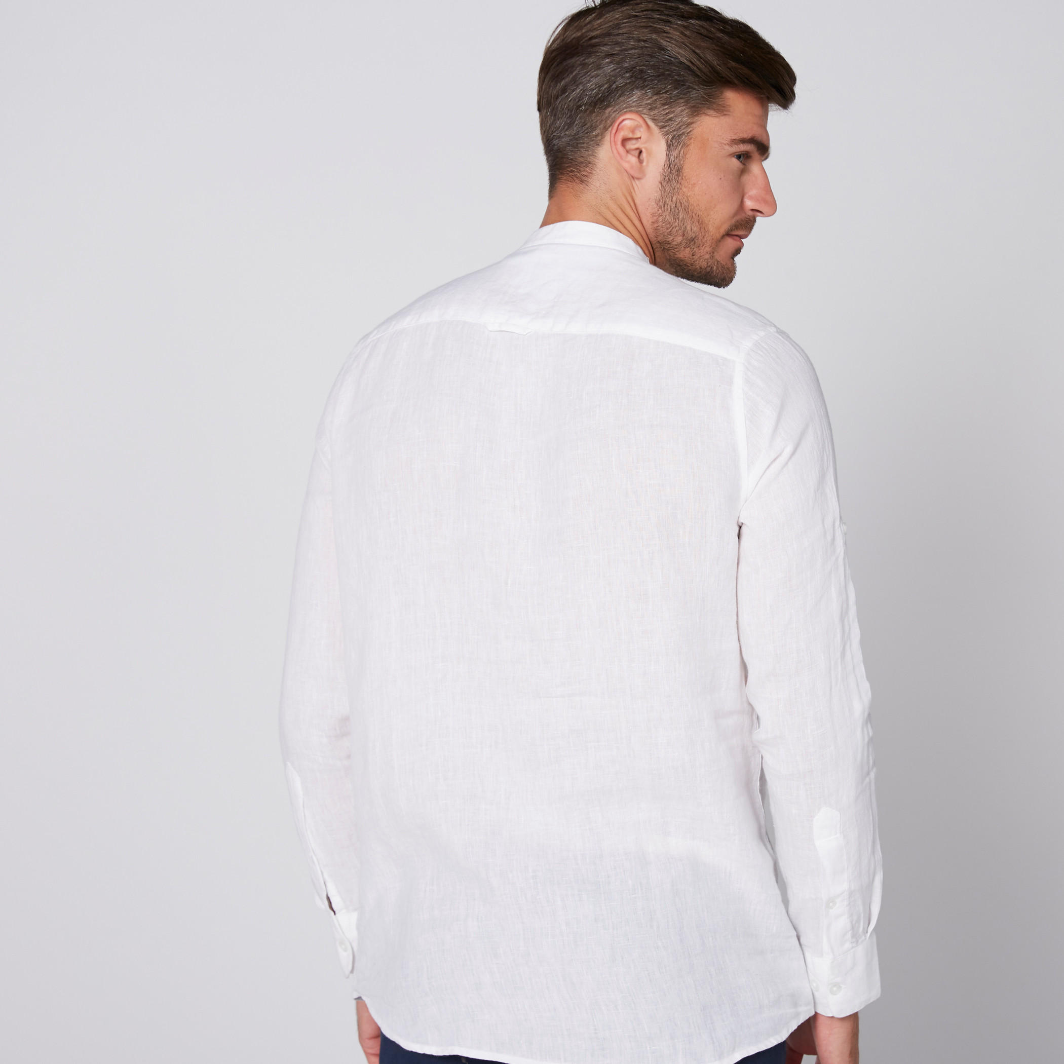 Mandarin Collar Shirt with Long Sleeves and Complete Placket-men-clothing-shirts-image-2