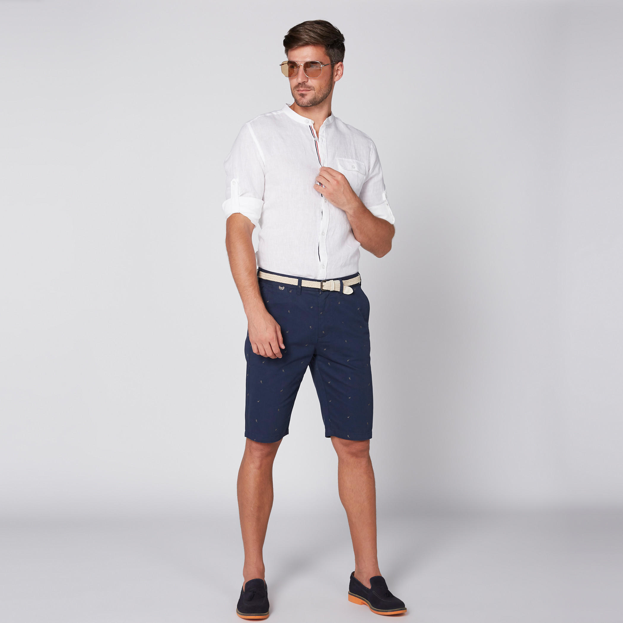 Mandarin Collar Shirt with Long Sleeves and Complete Placket-men-clothing-shirts-image-3
