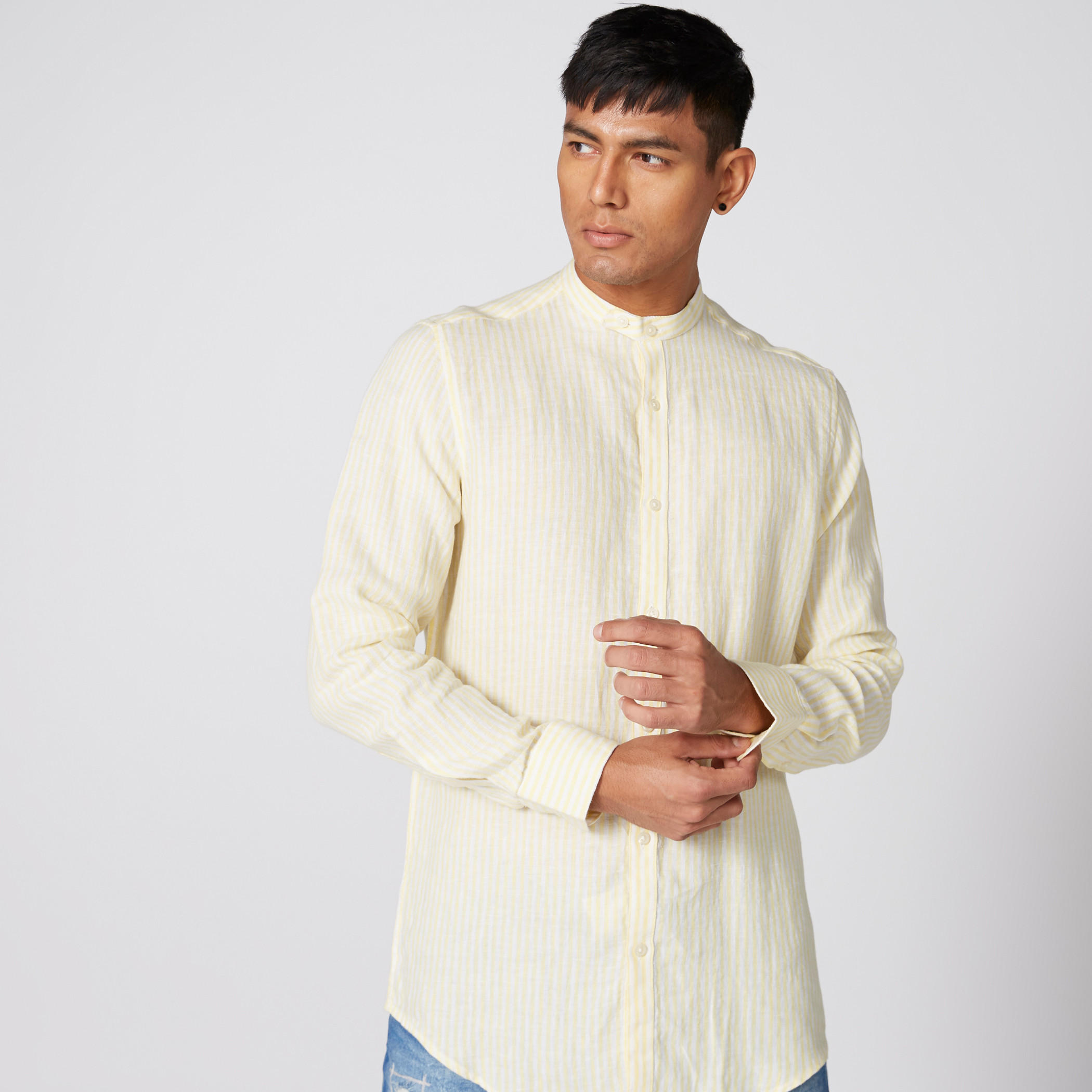Striped Shirt with Long Sleeves and Complete Placket-men-clothing-shirts-image-1