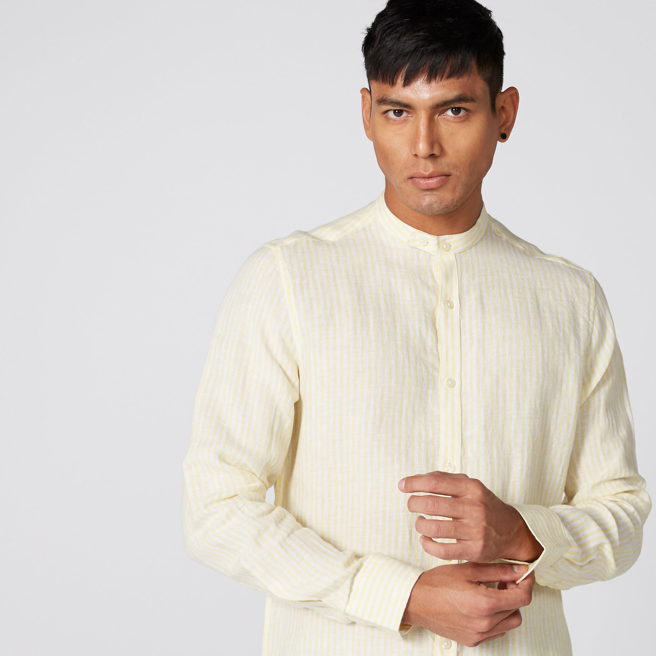 Striped Shirt with Long Sleeves and Complete Placket-men-clothing-shirts-image-3
