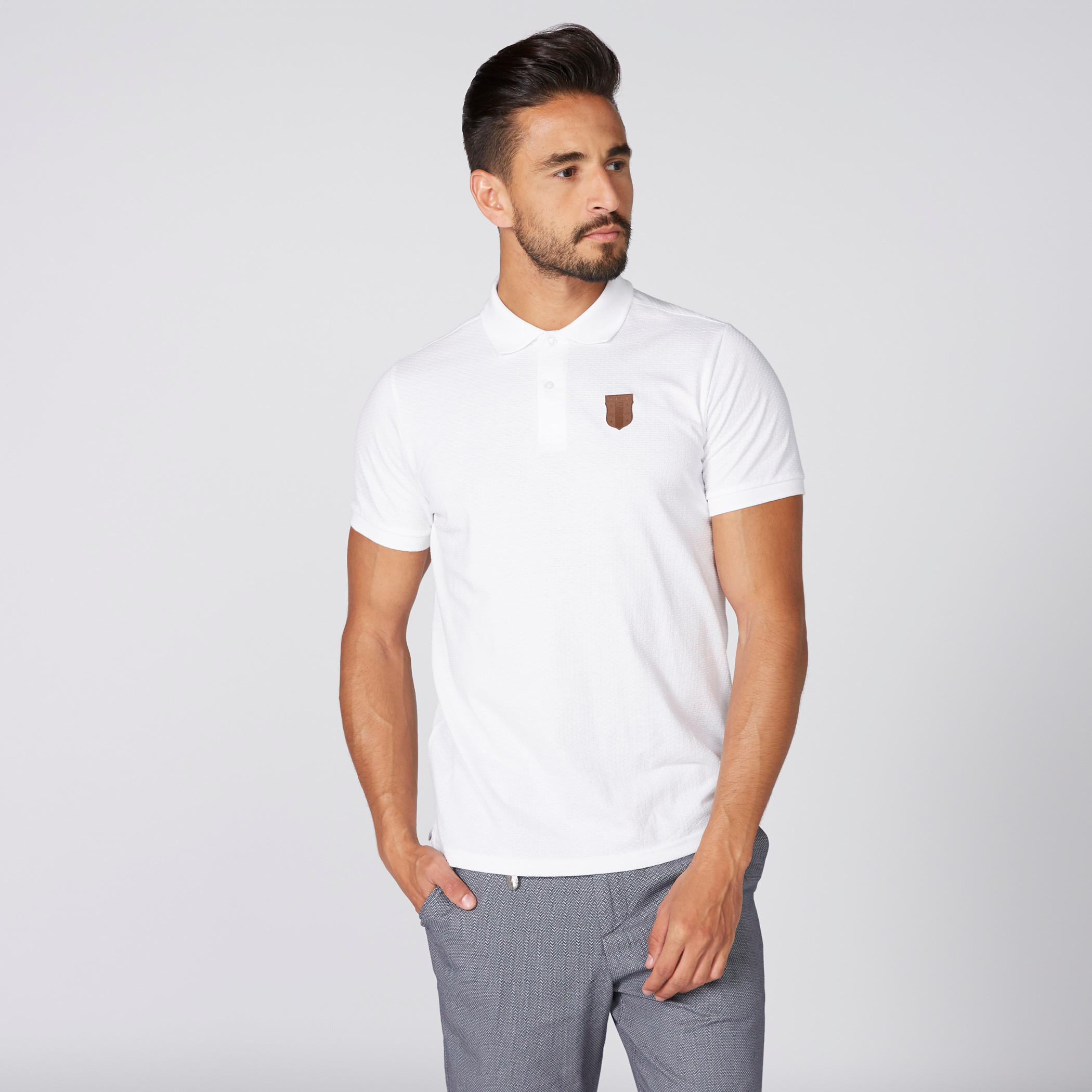 تيشيرت بارز الملمس بياقة بولو وأكمام قصيرة-men-clothing-tshirtsandpolos-polos-image-1