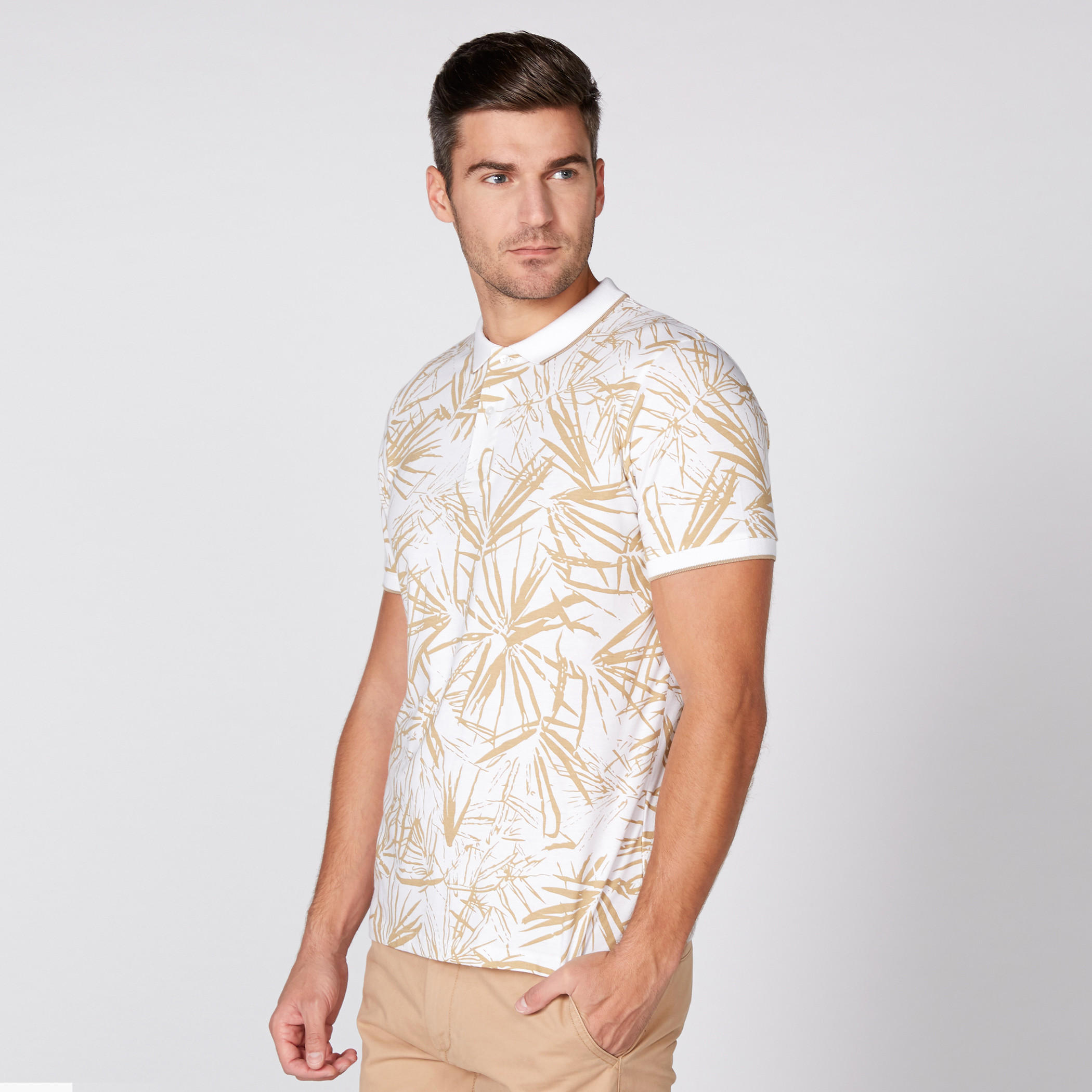 Printed T-Shirt with Polo Neck and Short Sleeves-men-clothing-tshirtsandpolos-polos-image-1