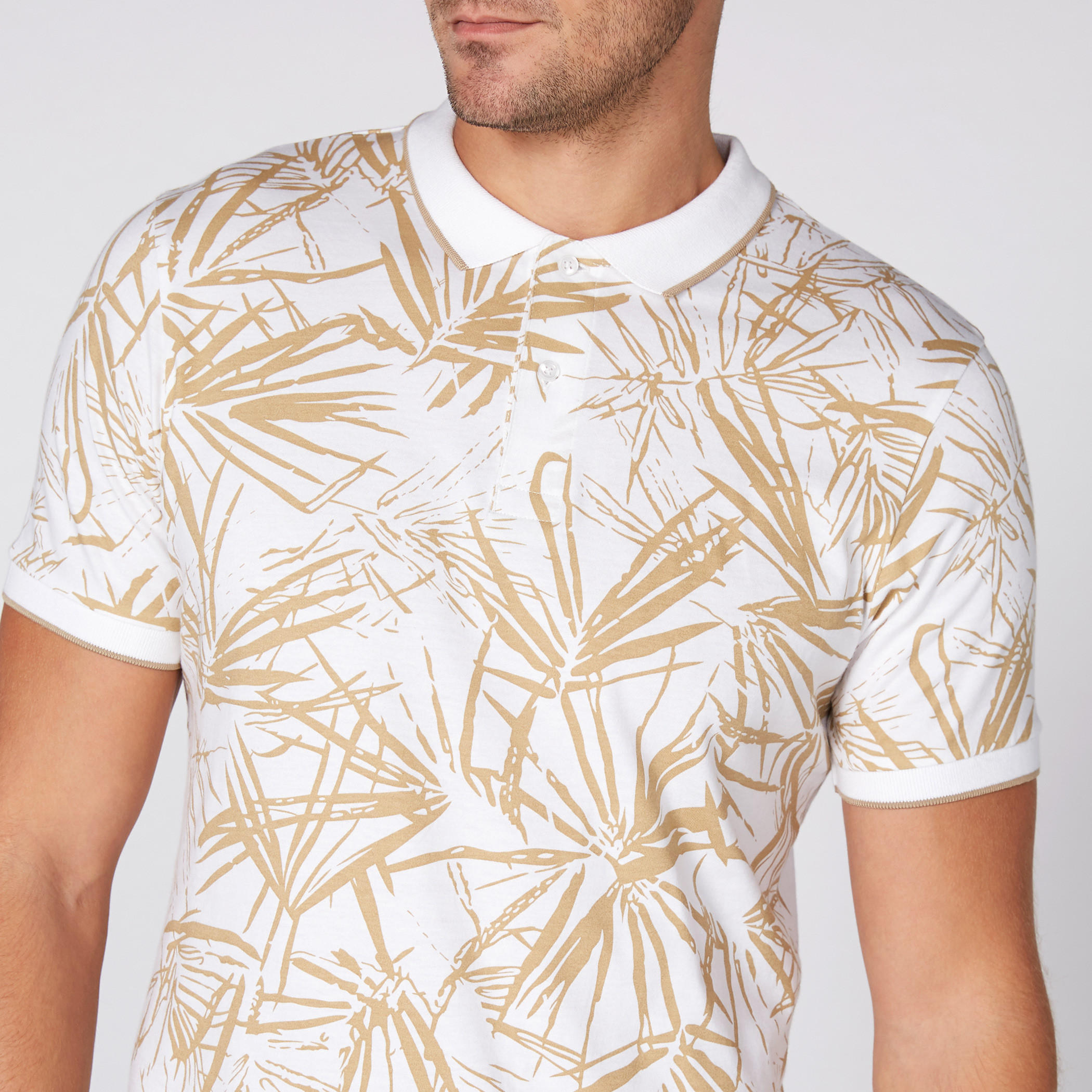 Printed T-Shirt with Polo Neck and Short Sleeves-men-clothing-tshirtsandpolos-polos-image-3