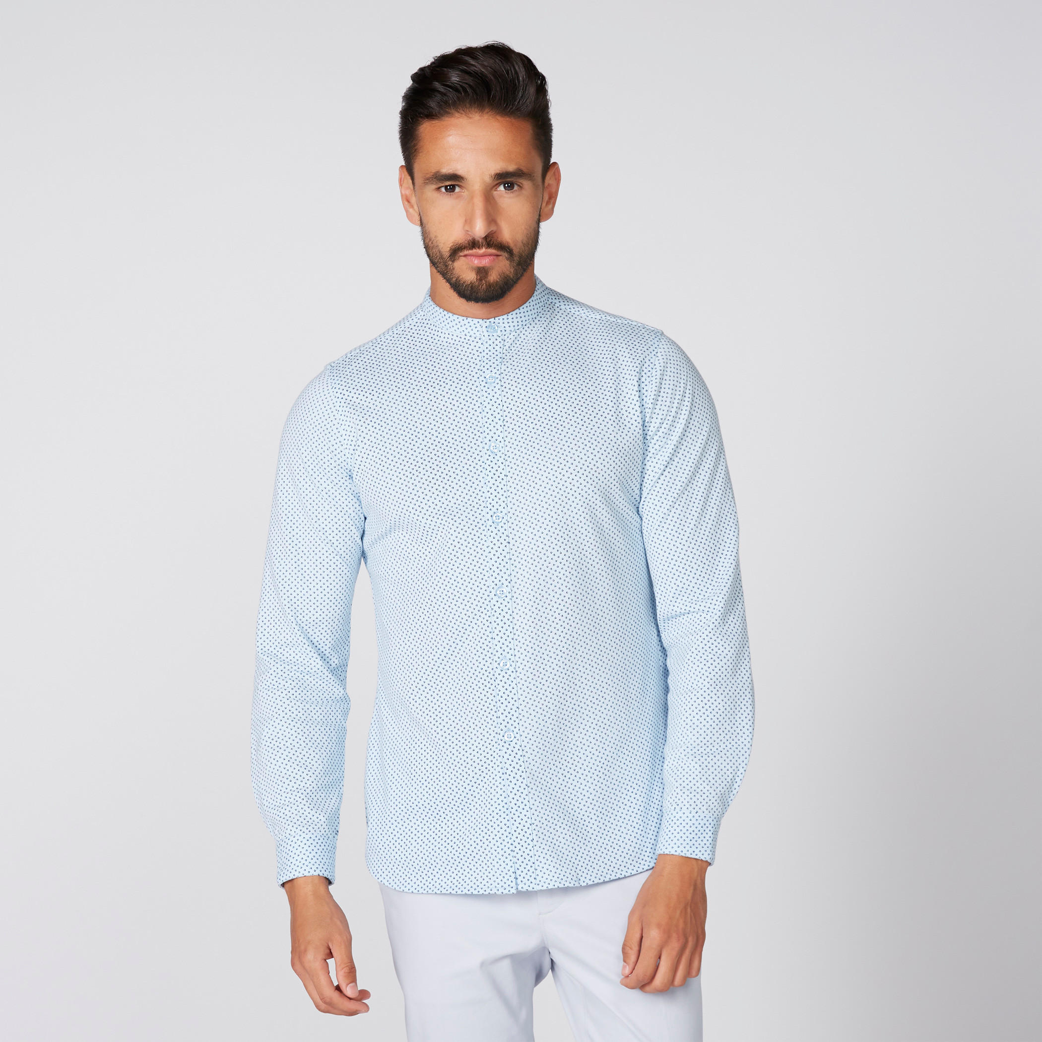 قميص بياقة ماندارين وأكمام طويلة وطبعات-men-clothing-shirts-image-1