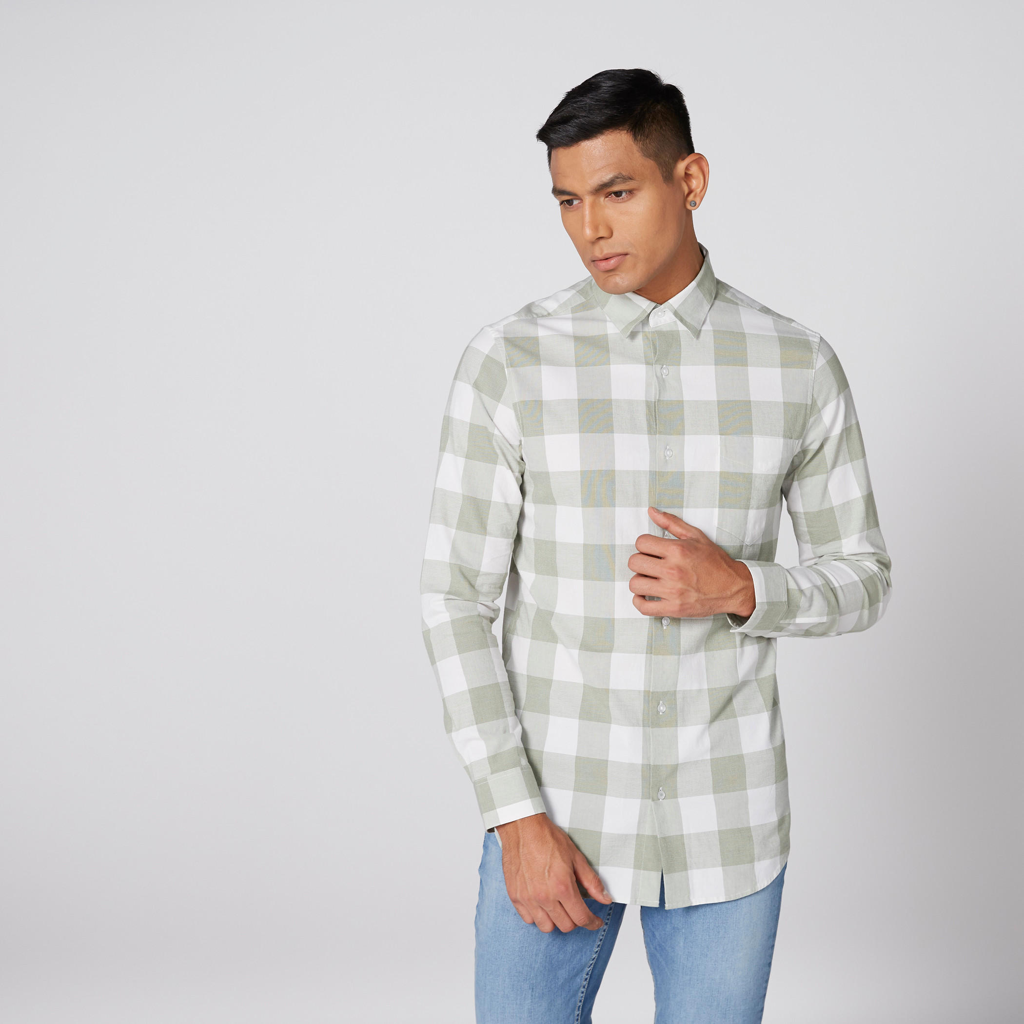 قميص كاروهات أكمام طويلة وأزرار-men-clothing-shirts-image-1