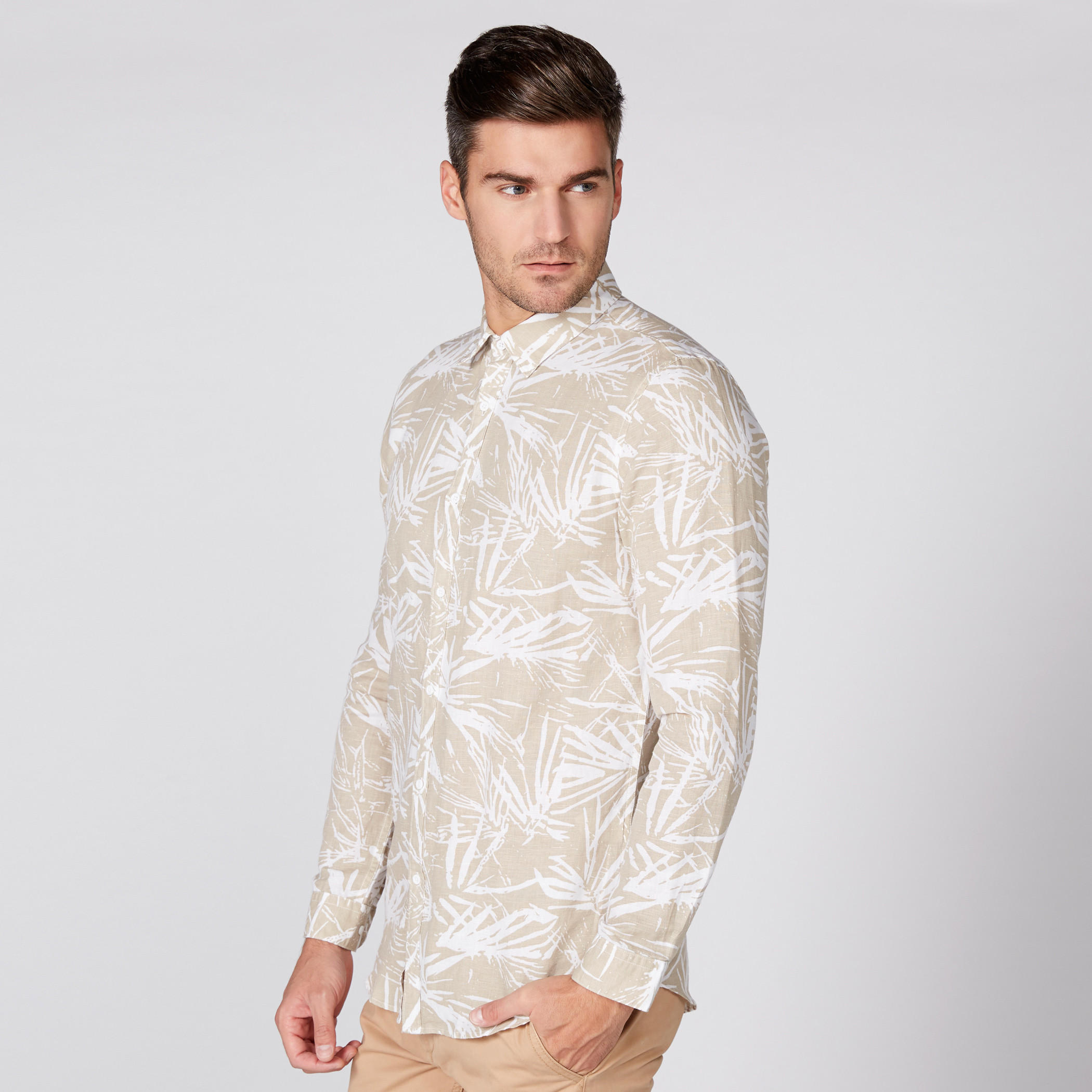 Printed Shirt with Long Sleeves and Complete Placket-men-clothing-shirts-image-1
