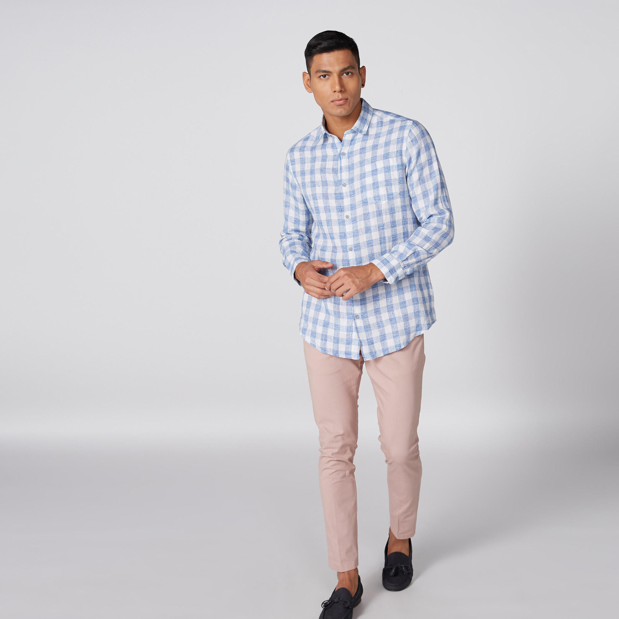 قميص كاروهات أكمام طويلة وأزرار-men-clothing-shirts-image-4