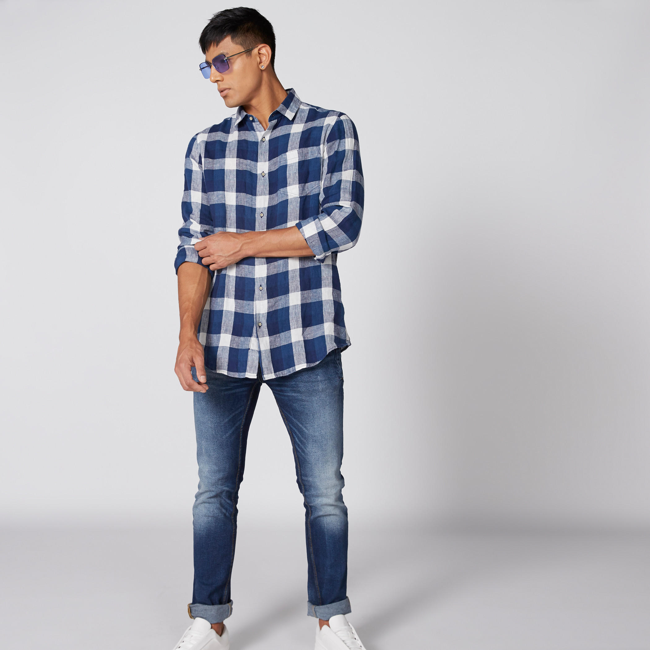 قميص كاروهات أكمام طويلة وأزرار-men-clothing-shirts-image-1