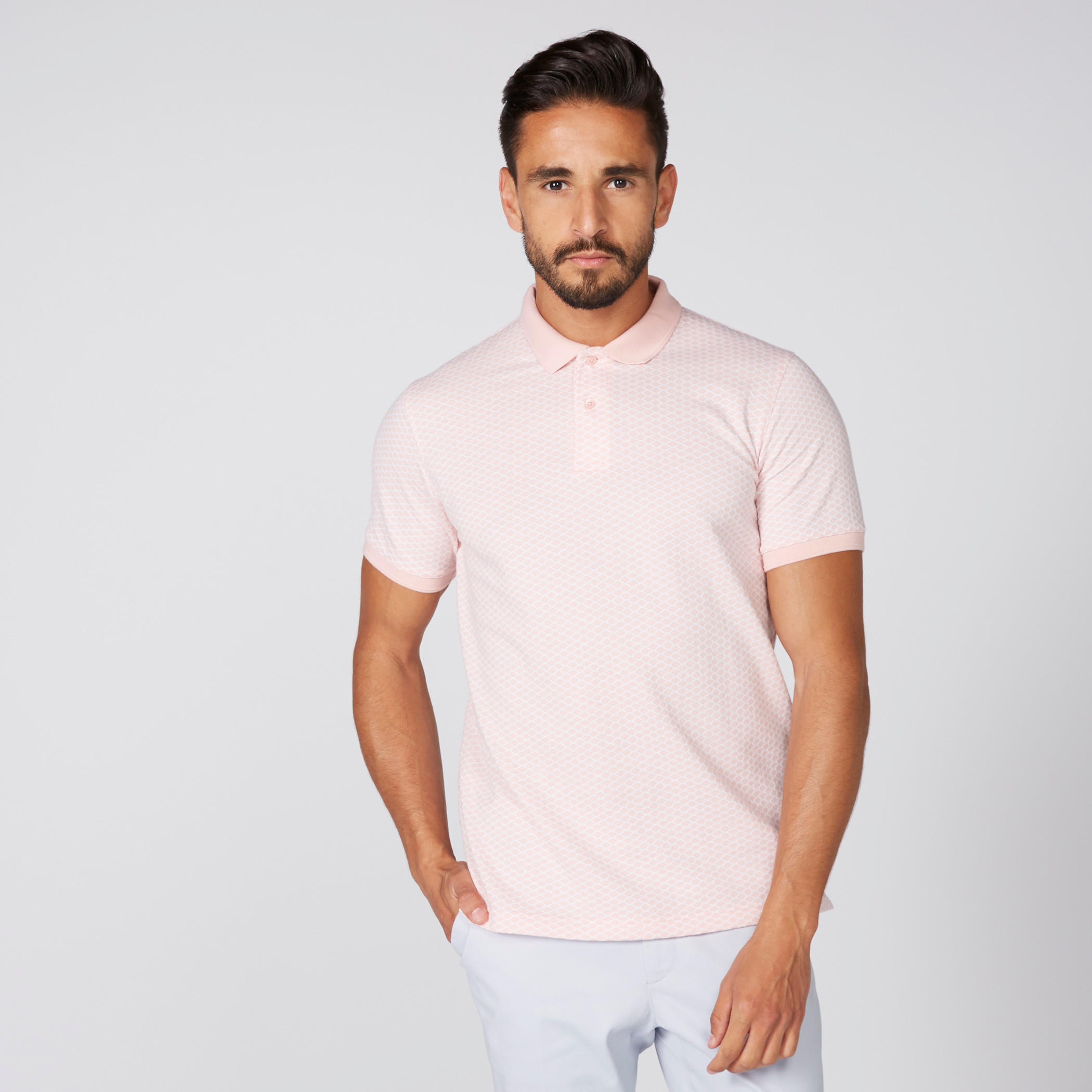 Textured T-Shirt with Polo Neck and Short Sleeves-men-clothing-tshirtsandpolos-polos-image-1