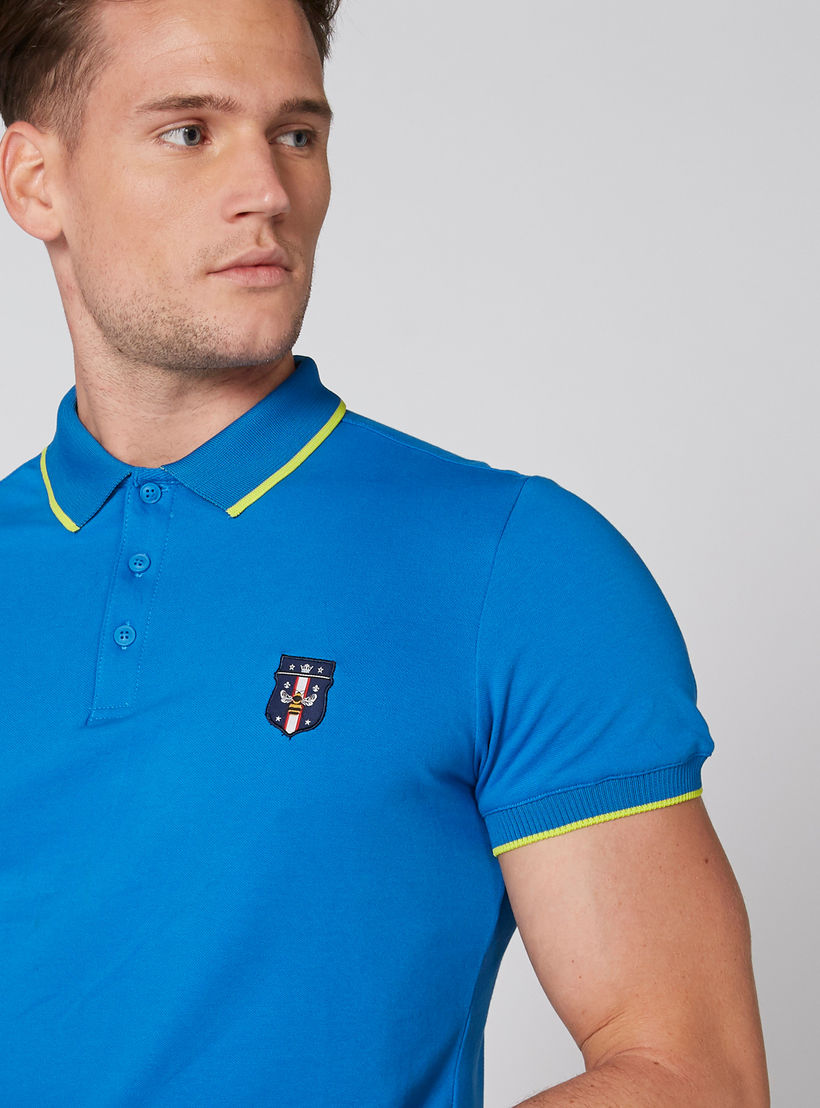 Textured T-Shirt with Polo Neck and Short Sleeves-men-clothing-tshirtsandpolos-polos-image-4