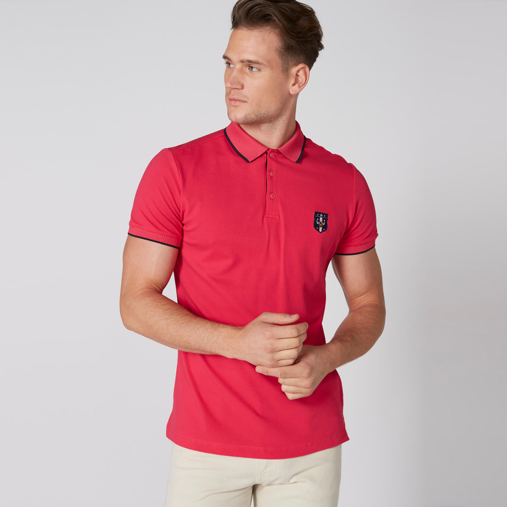 تيشيرت بارز الملمس بياقة بولو وأكمام قصيرة-men-clothing-tshirtsandpolos-polos-image-1