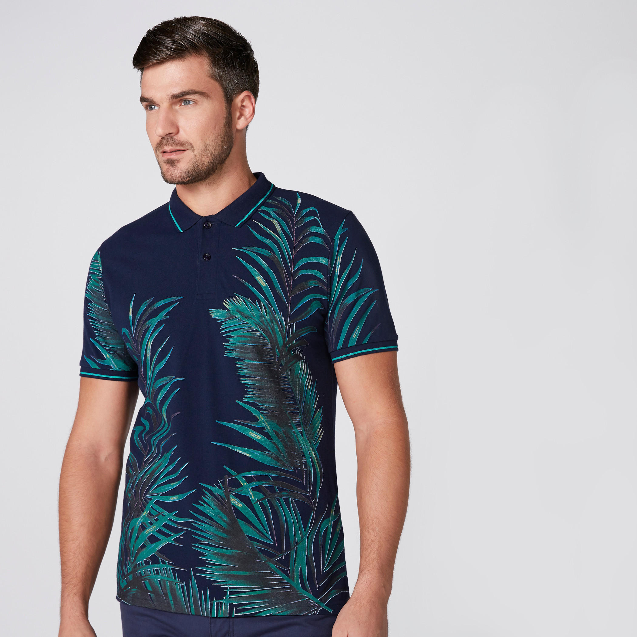تيشيرت بياقة بولو وأكمام قصيرة وطبعات-men-clothing-tshirtsandpolos-polos-image-1