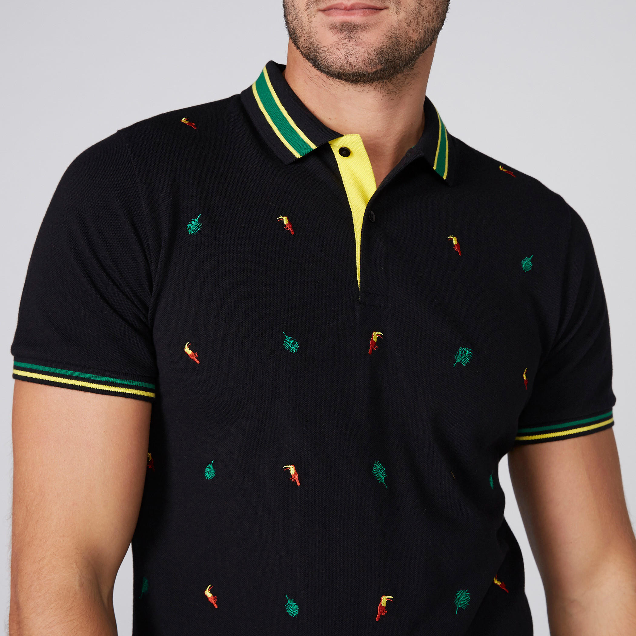 تيشيرت مطرّز بياقة بولو وأكمام قصيرة-men-clothing-tshirtsandpolos-polos-image-2