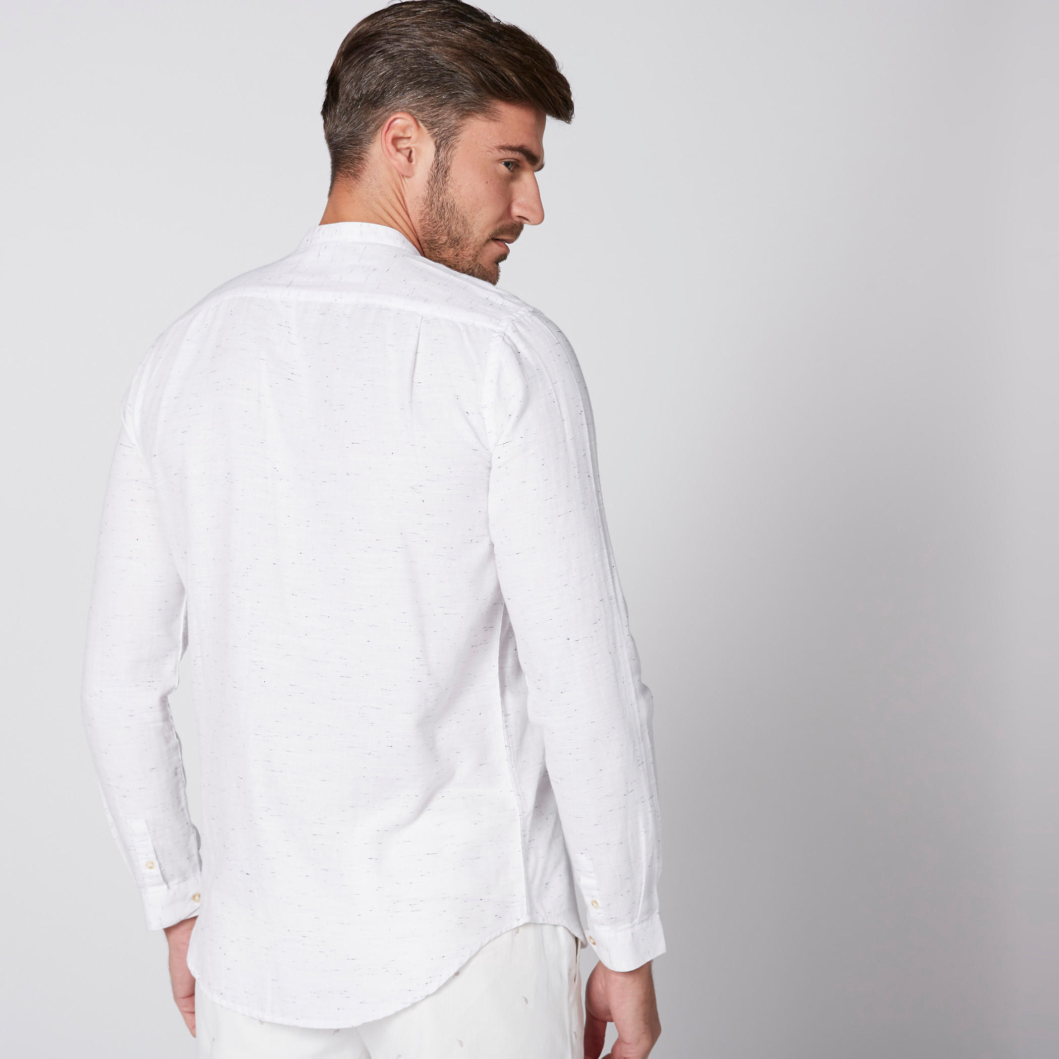 Mandarin Collared Shirt with Long Sleeves and Complete Placket-men-clothing-shirts-image-3
