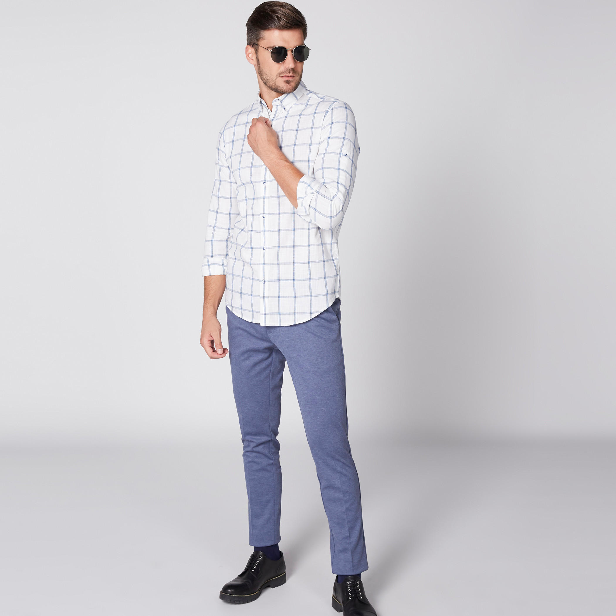 قميص كاروهات بأكمام طويلة وأزرار-men-clothing-shirts-image-4