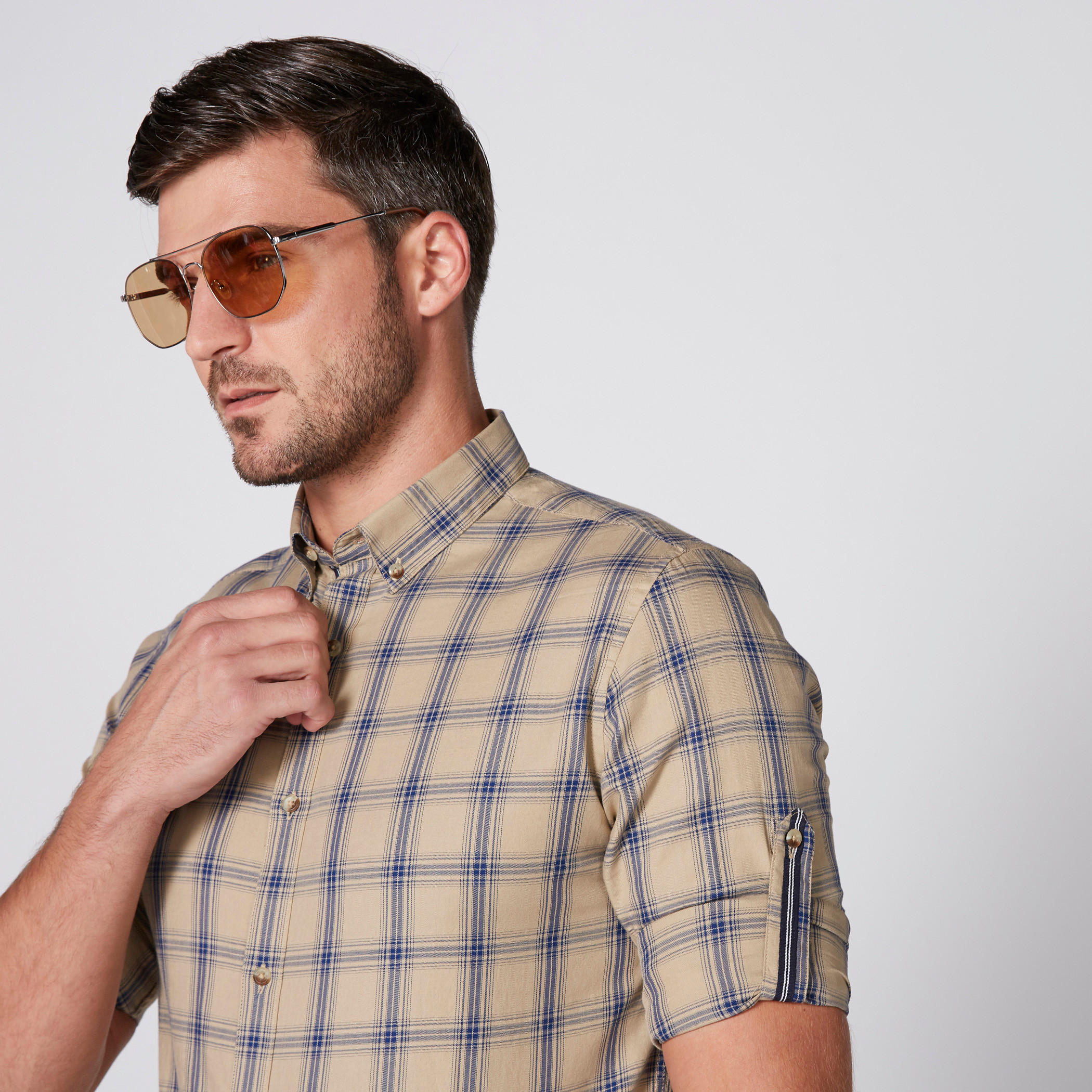 Chequered Shirt with Long Sleeves and Complete Placket-men-clothing-shirts-image-2