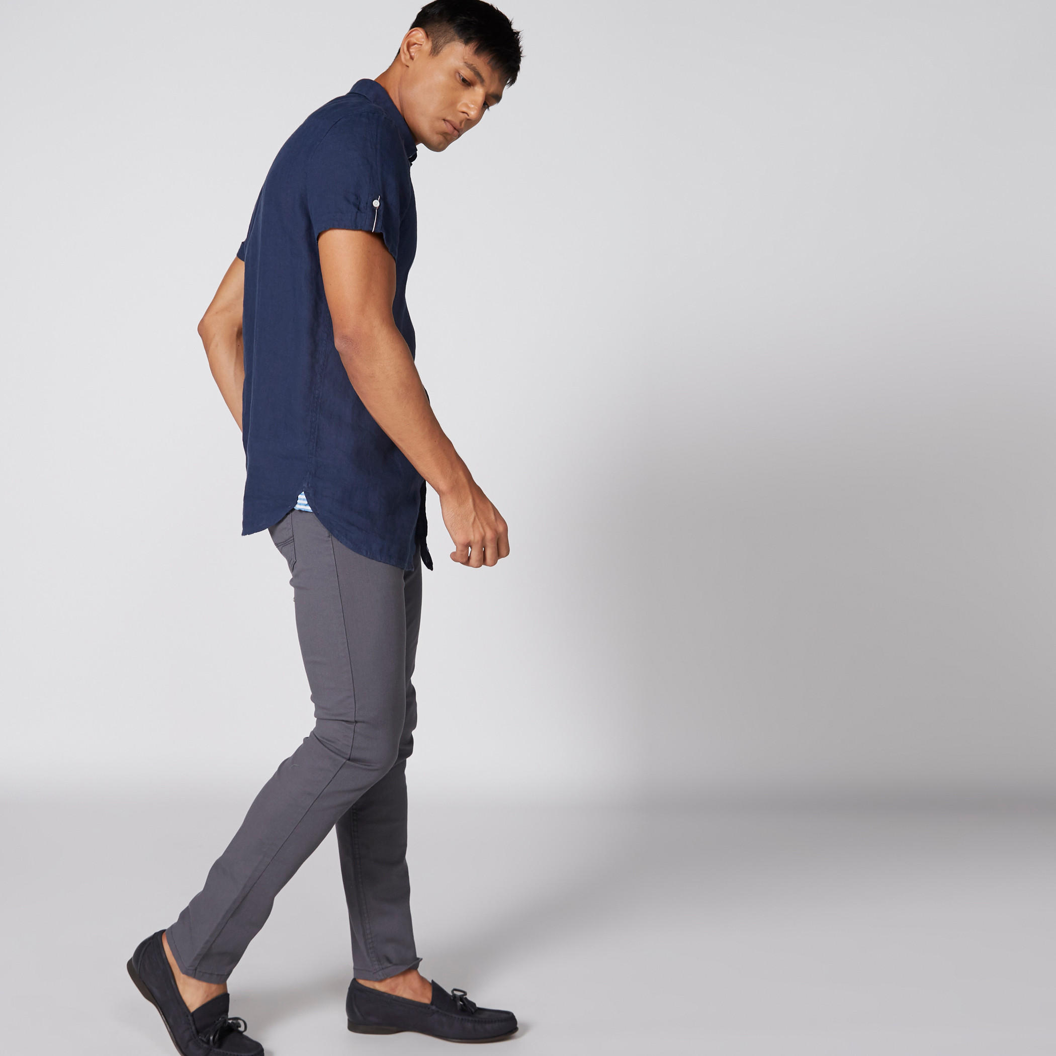 Collared Shirt with Short Sleeves and Complete Placket-men-clothing-shirts-image-4