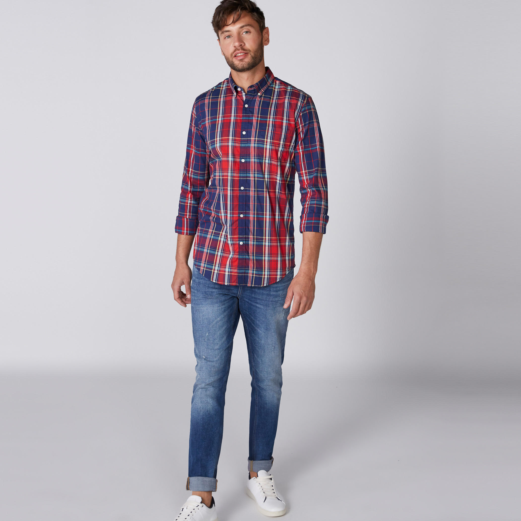 قميص كاروهات بأكمام طويلة وأزرار-men-clothing-shirts-image-4