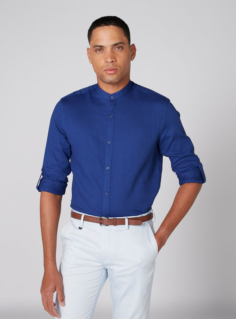 قميص بأكمام طويلة وياقة ماندارين وأزرار-men-clothing-shirts-image-4