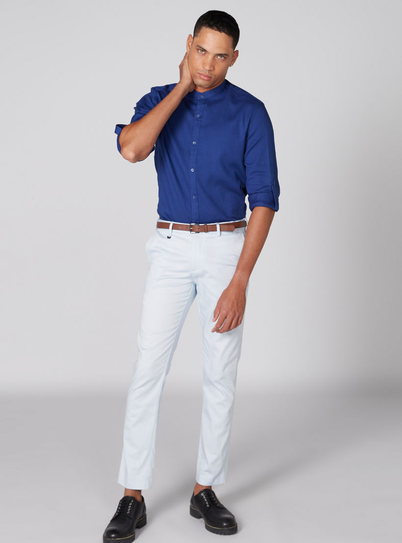 قميص بأكمام طويلة وياقة ماندارين وأزرار-men-clothing-shirts-image-2