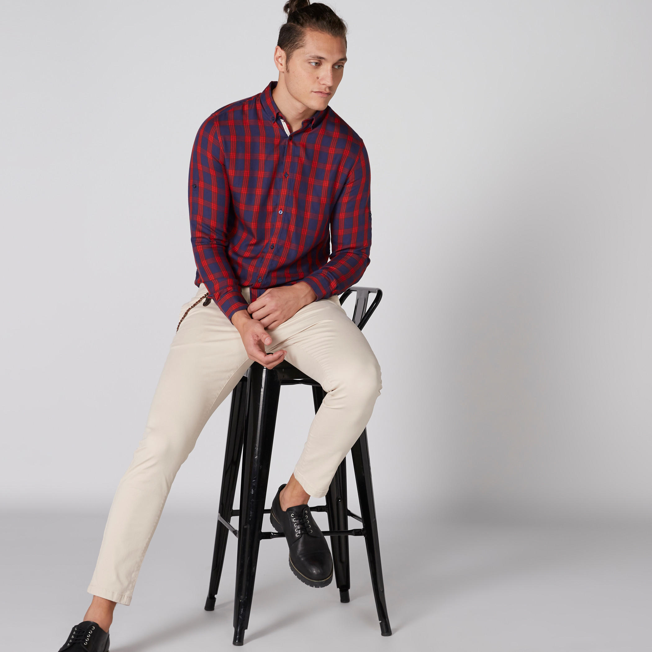 قميص كاروهات بأكمام طويلة وأزرار-men-clothing-shirts-image-3