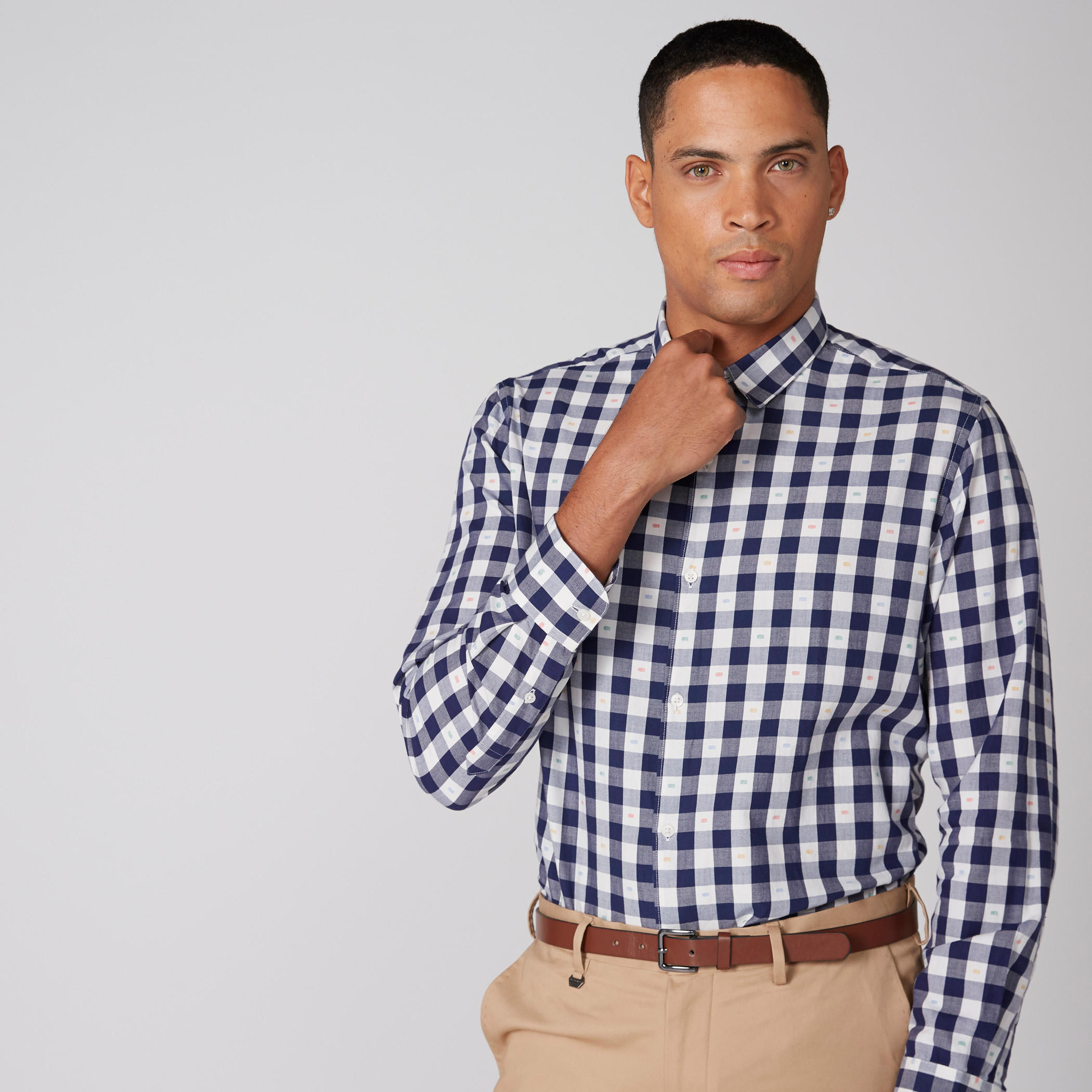 Chequered Shirt with Long Sleeves and Complete Placket-men-clothing-shirts-image-1