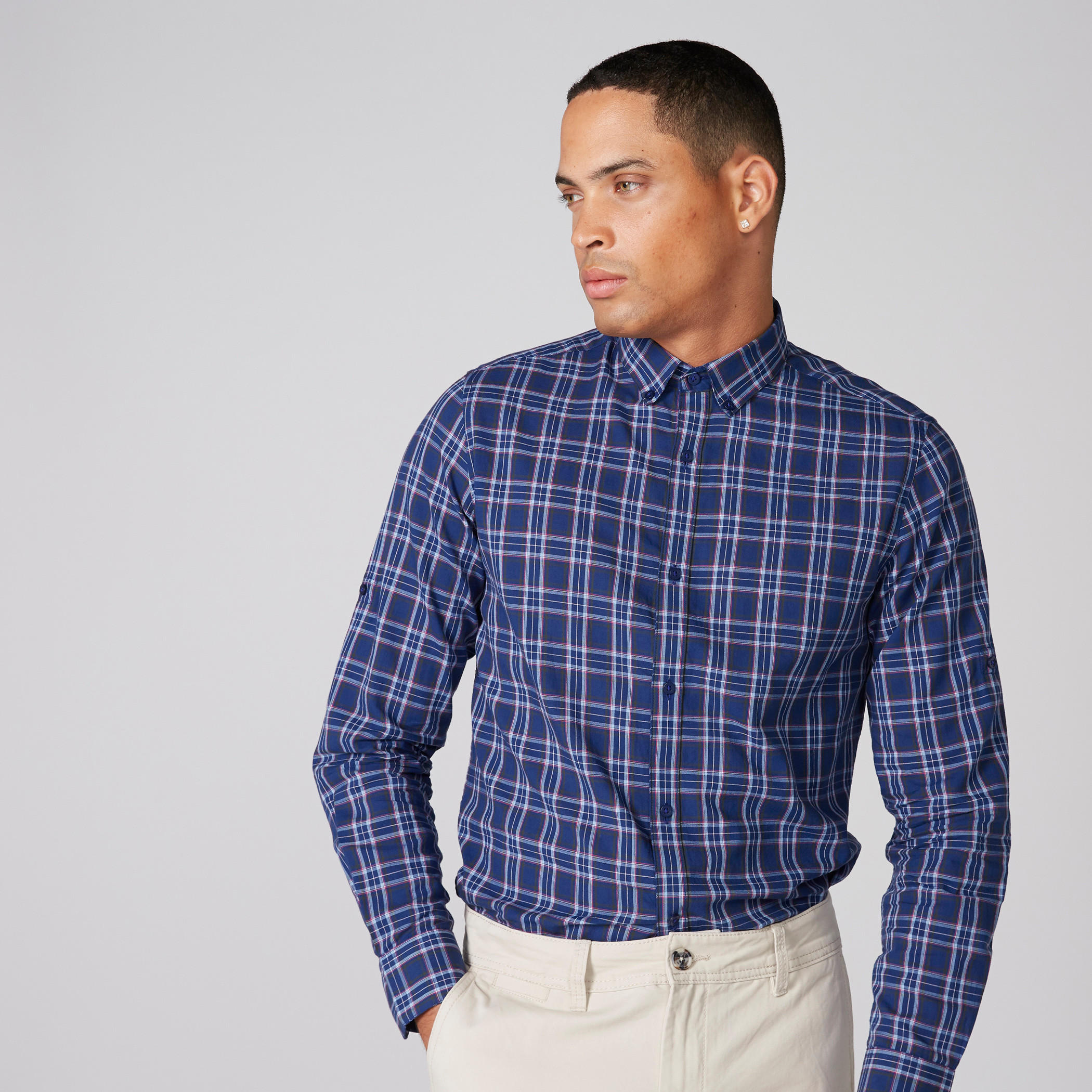 قميص كاروهات بأكمام طويلة وأزرار-men-clothing-shirts-image-2