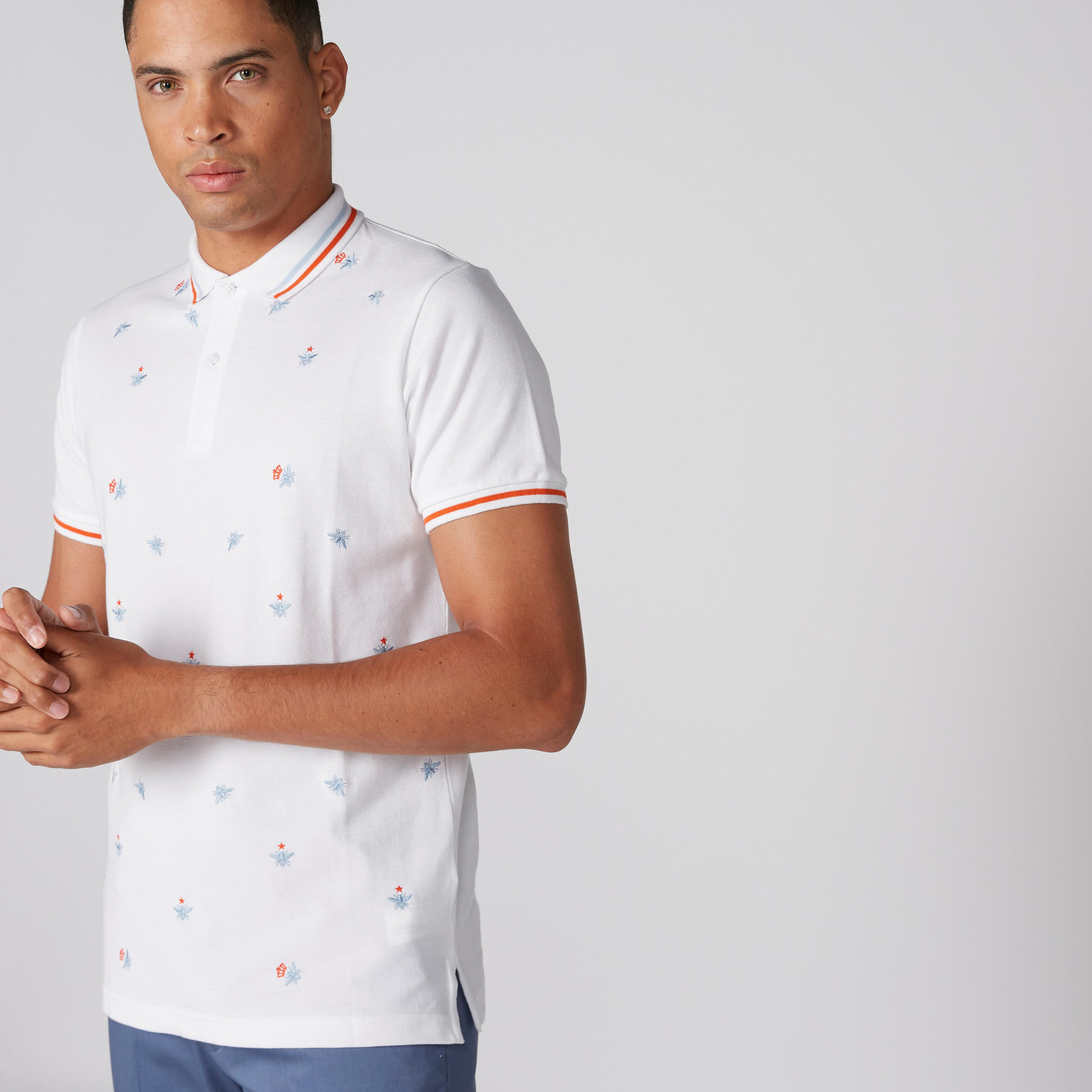 تيشيرت مطرّز بياقة بولو وأكمام قصيرة-men-clothing-tshirtsandpolos-polos-image-1