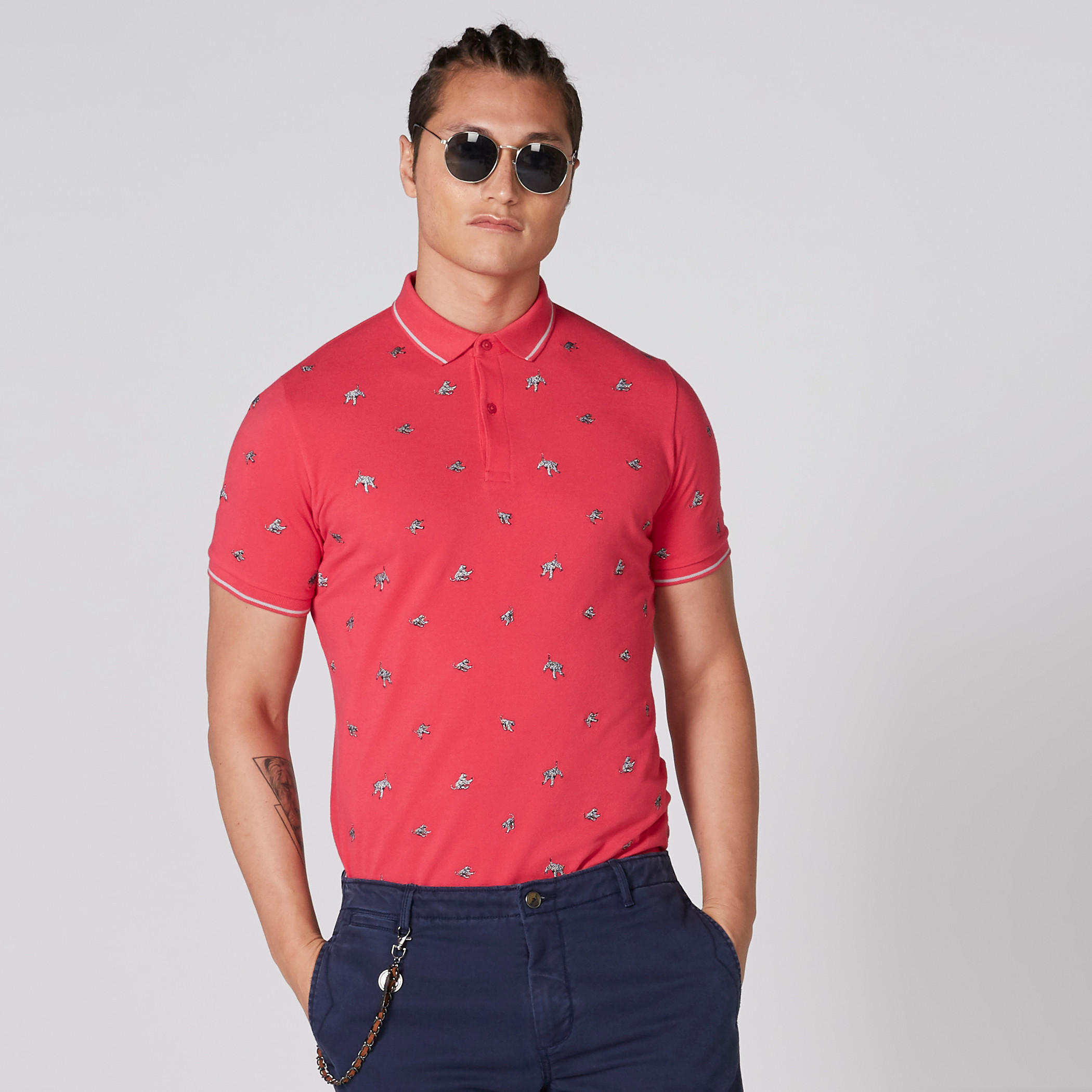 تيشيرت مطرّز بياقة بولو وأكمام قصيرة-men-clothing-tshirtsandpolos-polos-image-1