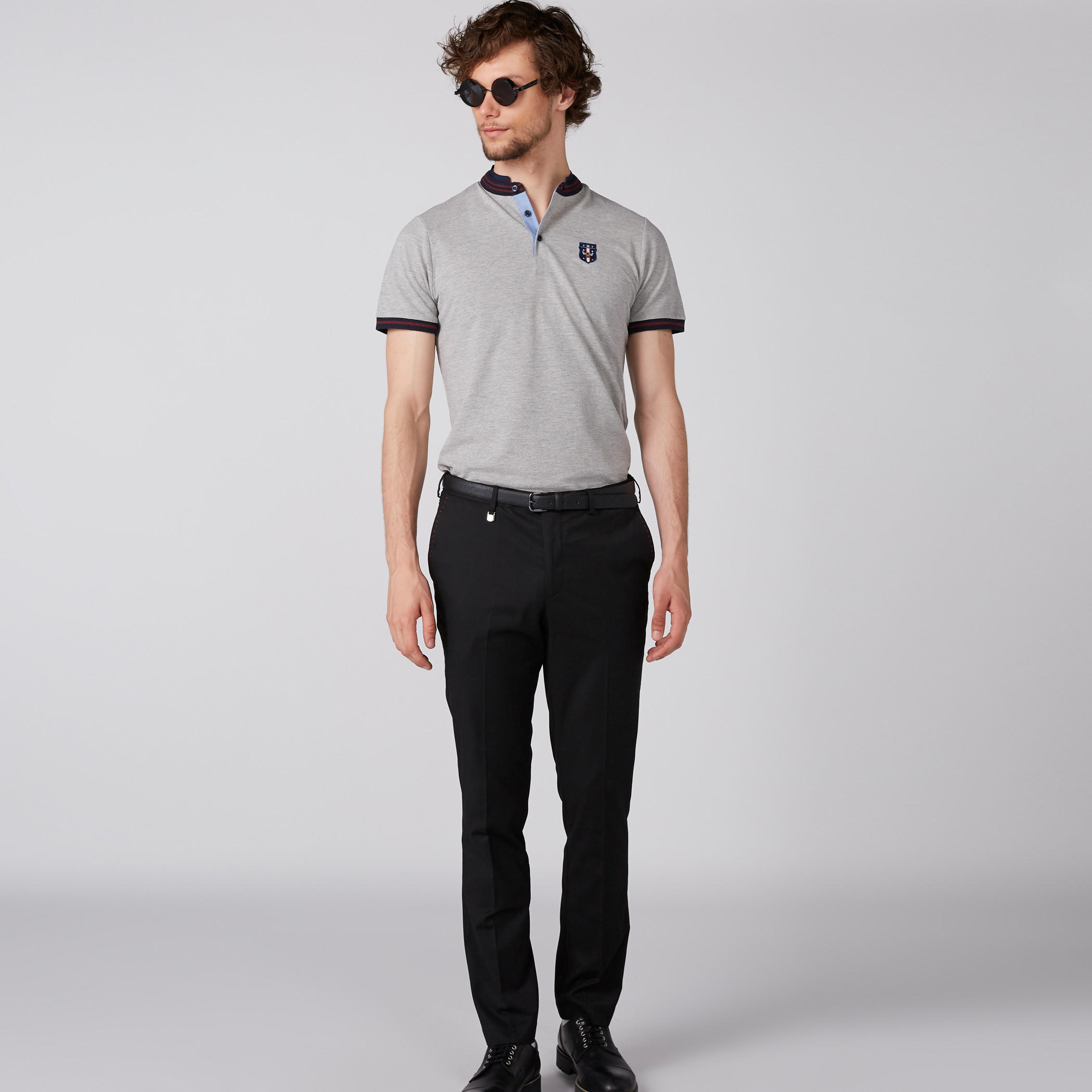 Mandarin Collar T-Shirt with Short Sleeves-men-clothing-tshirtsandpolos-polos-image-2